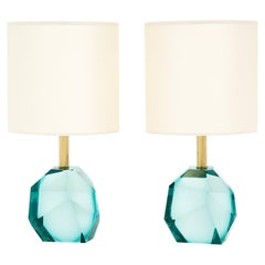 Murano Glass Aquamarine Rock Lamps