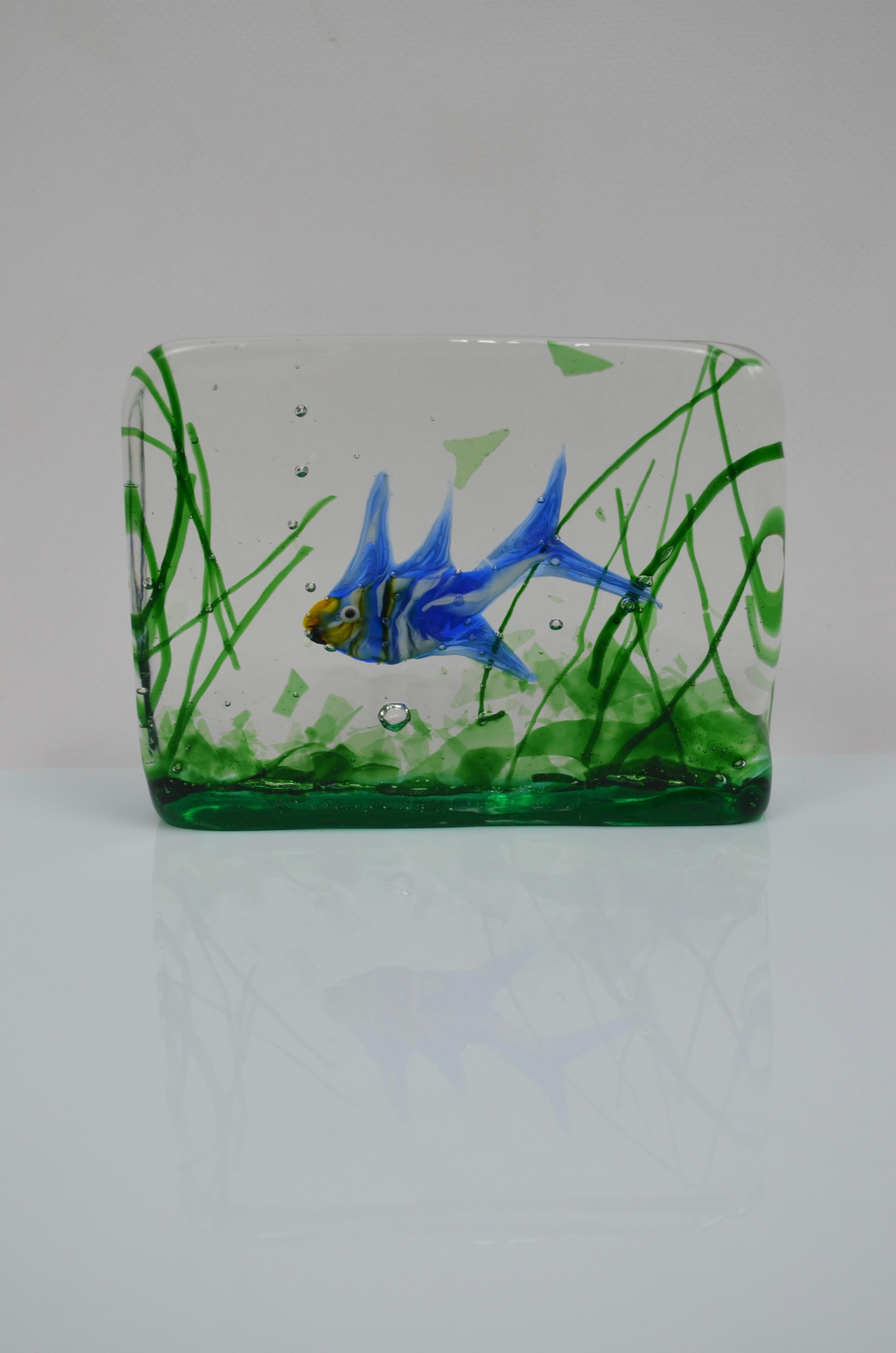 Aquariumblock aus Murano-Glas von Alfredo Barbini für Cenedese, 1950er Jahre (Moderne der Mitte des Jahrhunderts) im Angebot