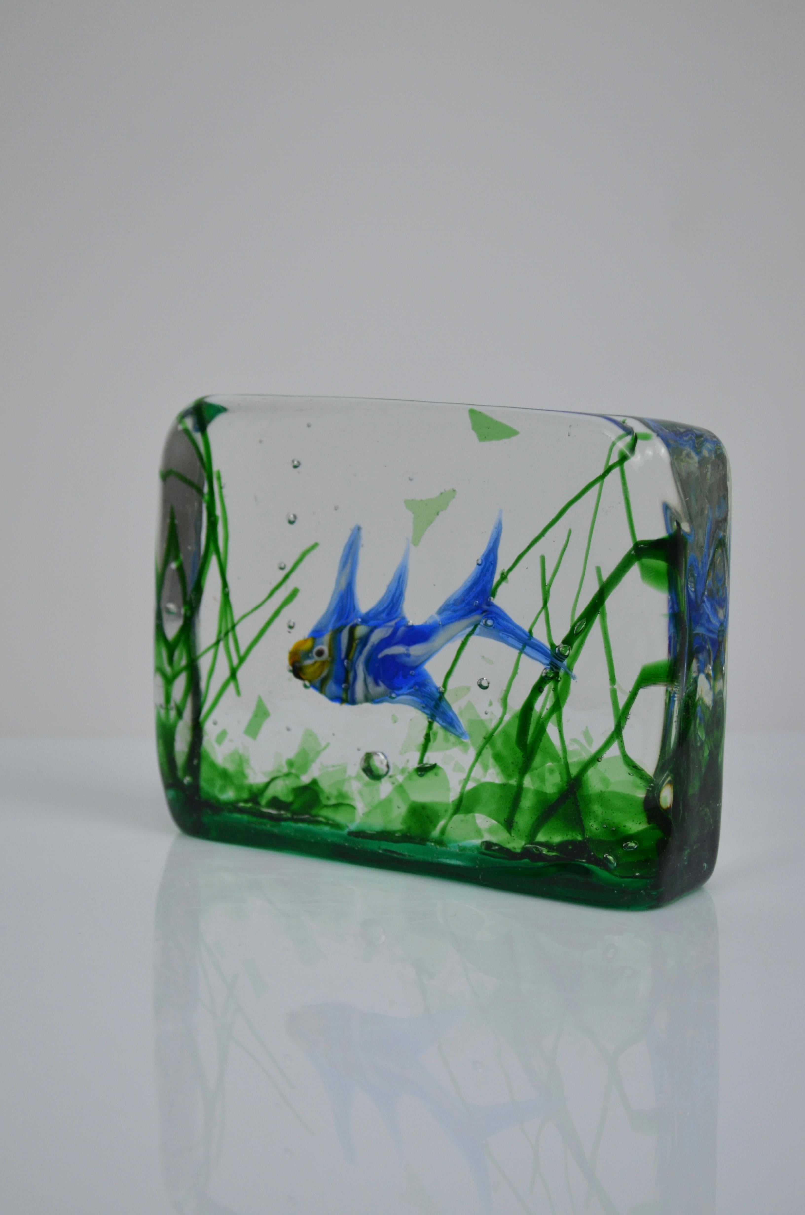 Aquariumblock aus Murano-Glas von Alfredo Barbini für Cenedese, 1950er Jahre (Mitte des 20. Jahrhunderts) im Angebot