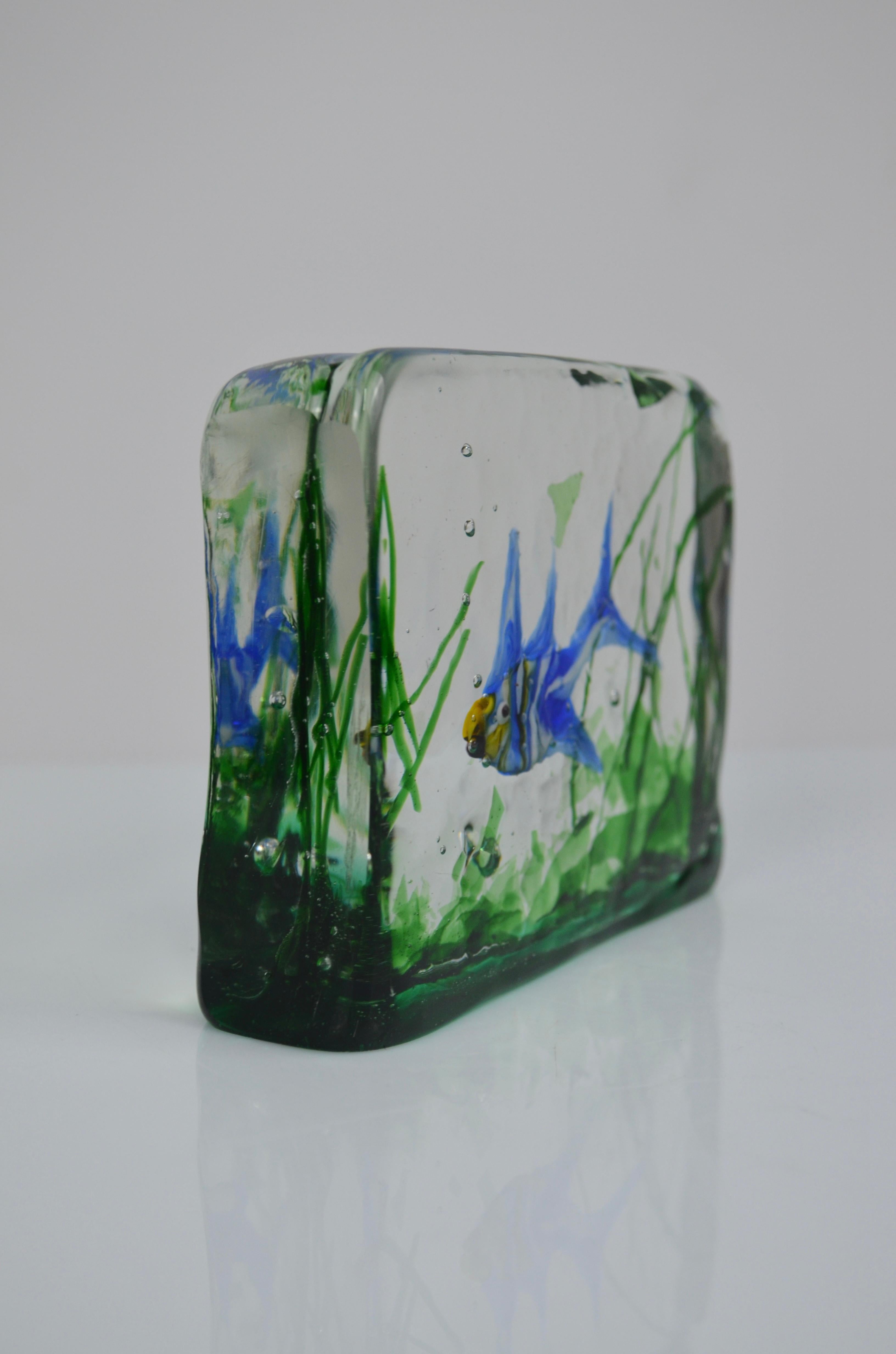 Aquariumblock aus Murano-Glas von Alfredo Barbini für Cenedese, 1950er Jahre im Angebot 1