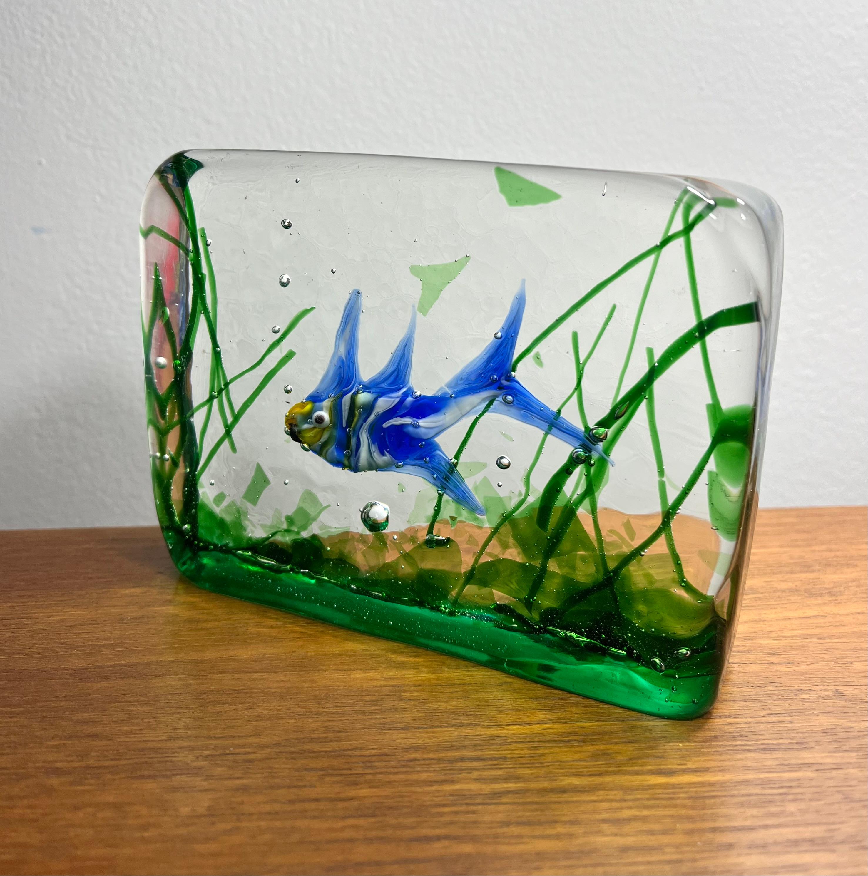 Bloc aquarium en verre de Murano par Alfredo Barbini pour Cenedese, années 1950 en vente 1