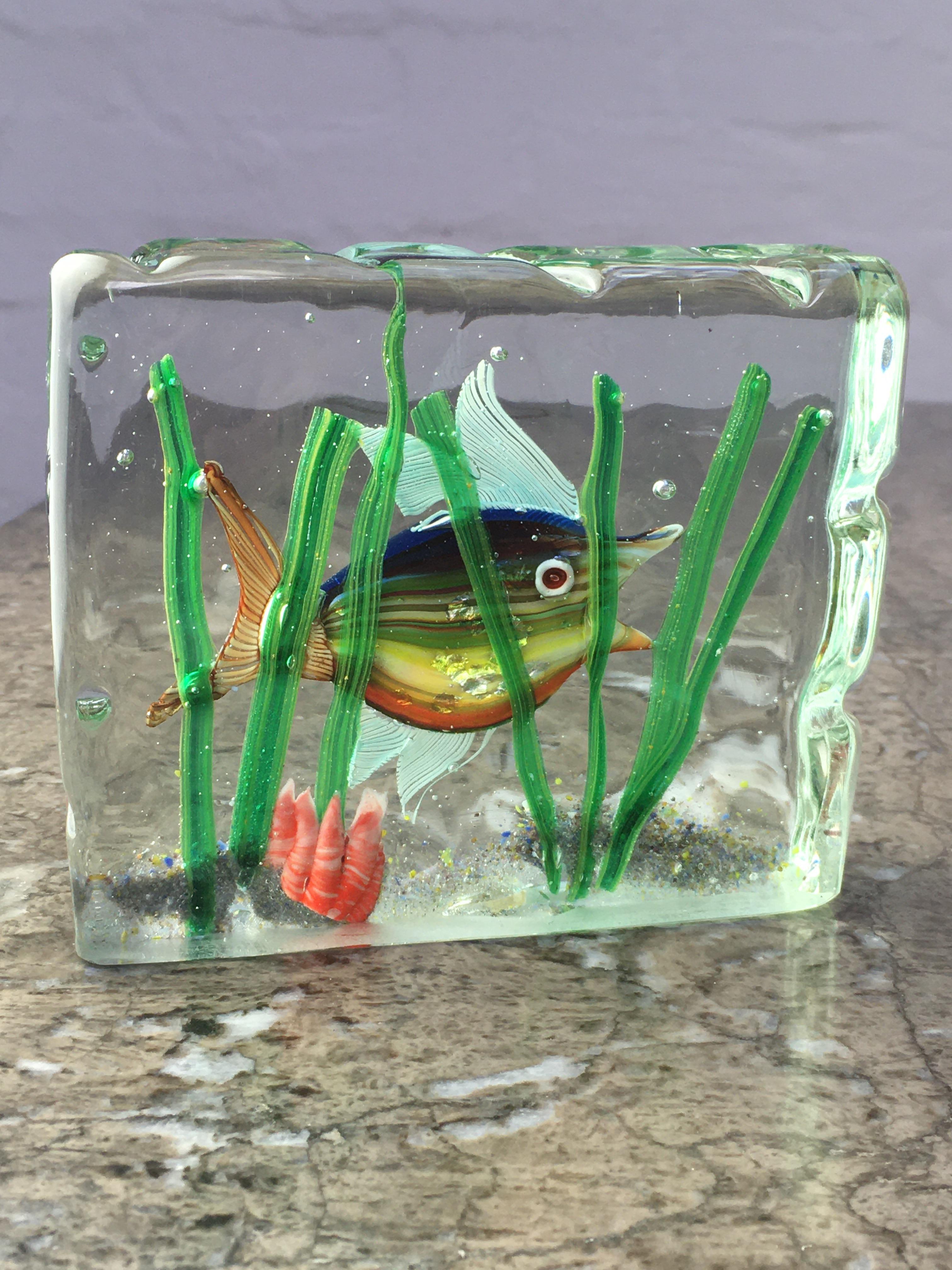 Murano Glass Aquarium Block by Alfredo Barbini for Cenedese, 1960s 3