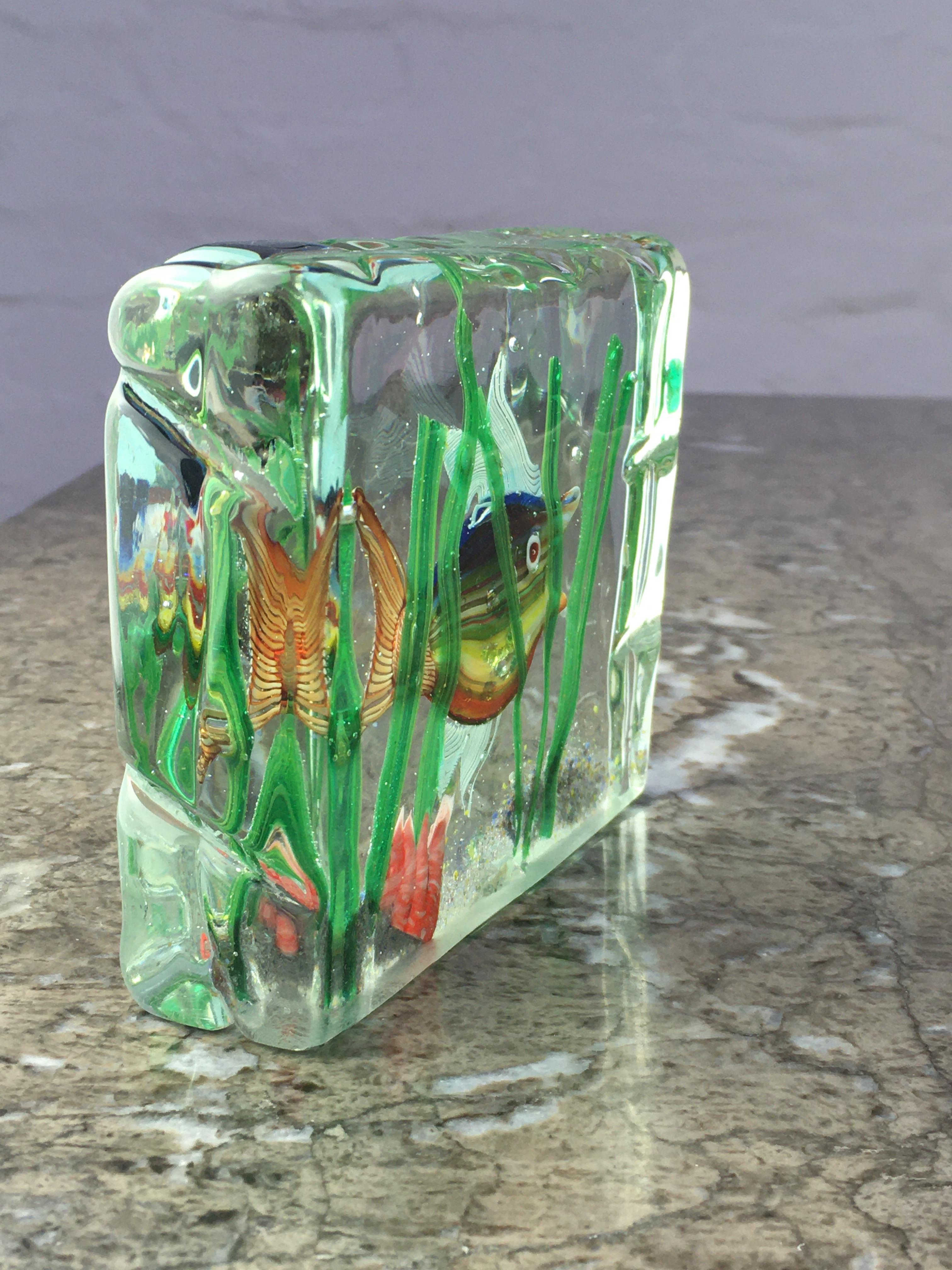 Murano Glass Aquarium Block by Alfredo Barbini for Cenedese, 1960s 4