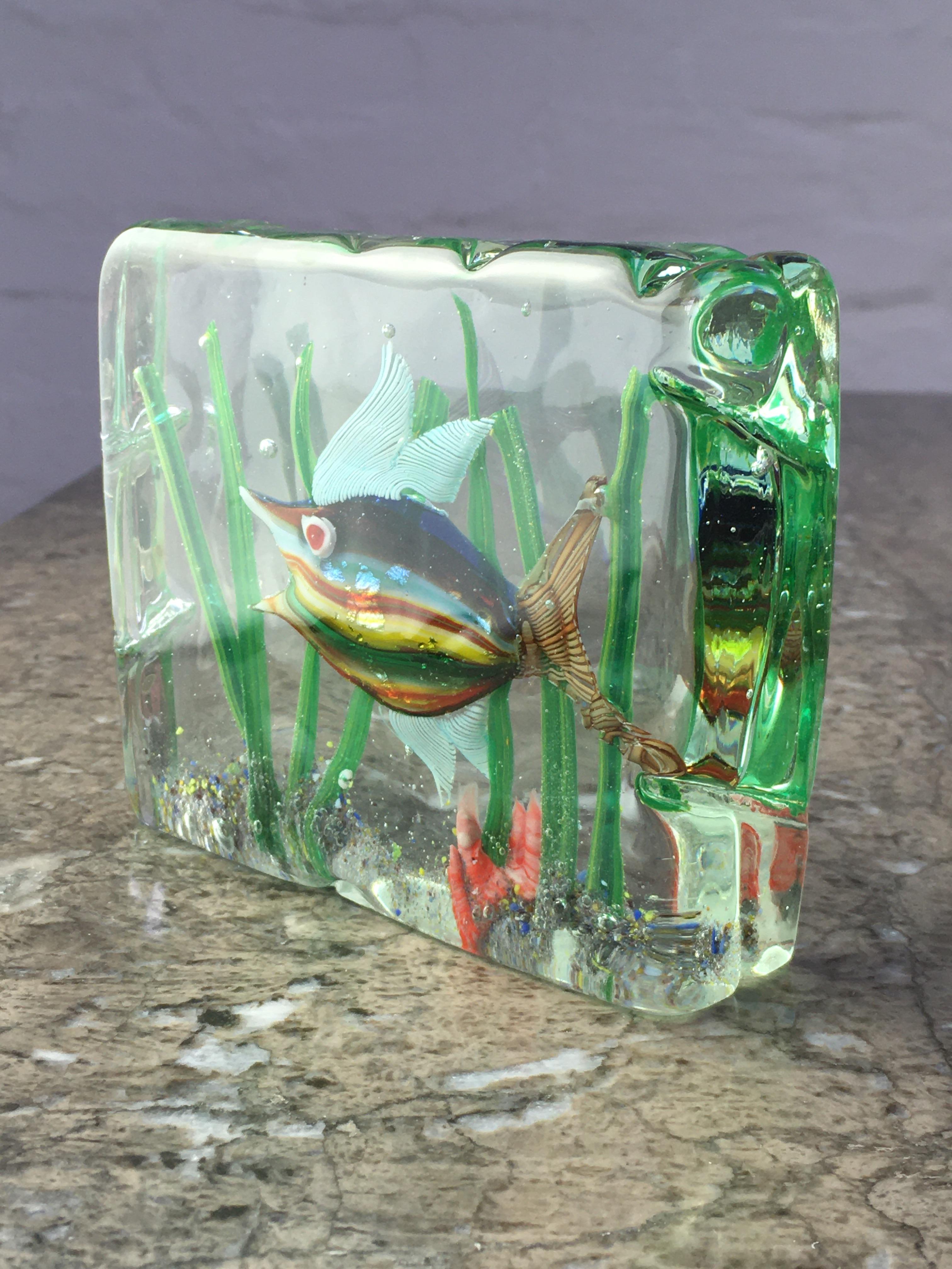 Murano Glass Aquarium Block by Alfredo Barbini for Cenedese, 1960s 5