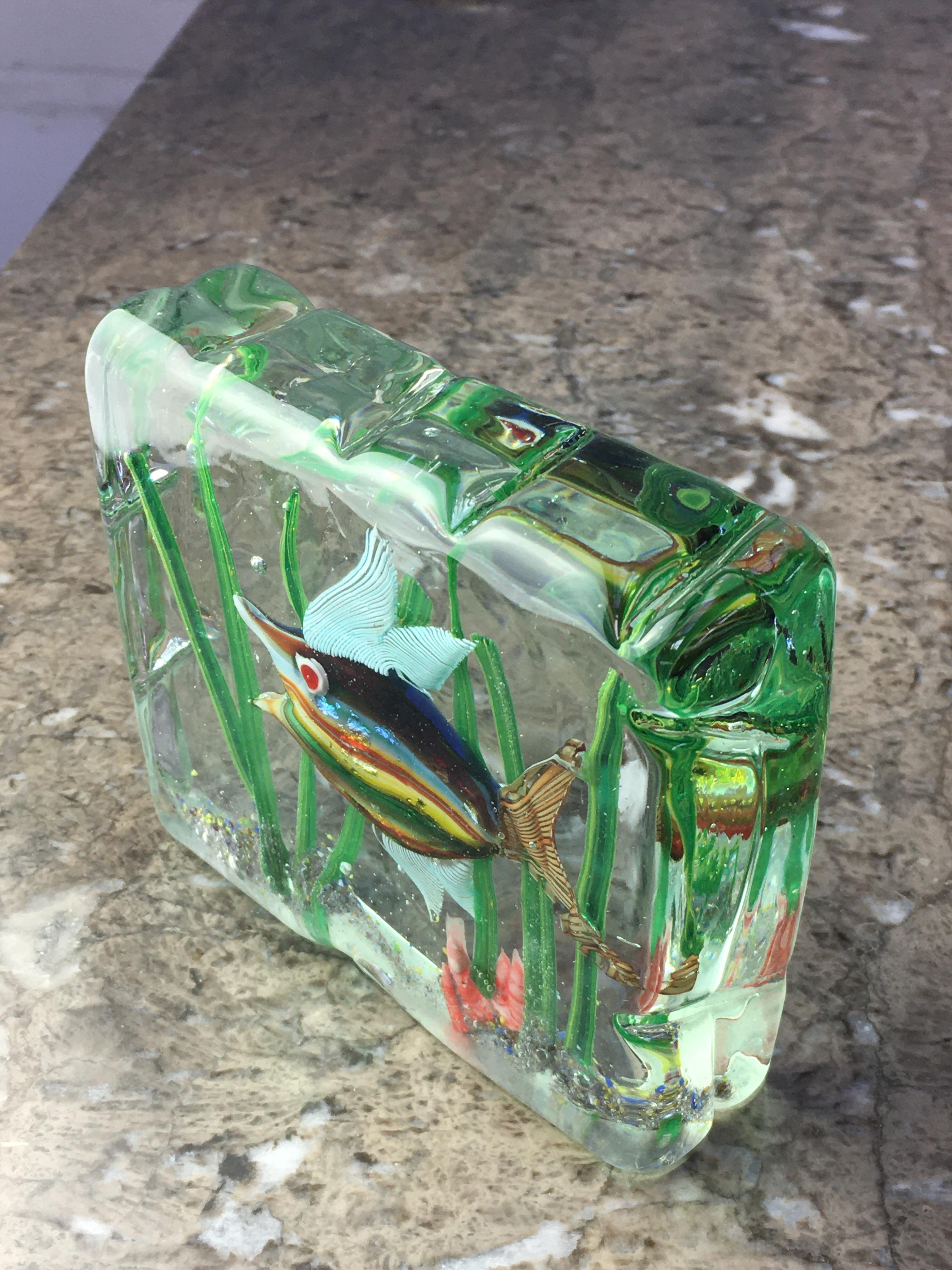 Murano Glass Aquarium Block by Alfredo Barbini for Cenedese, 1960s 6