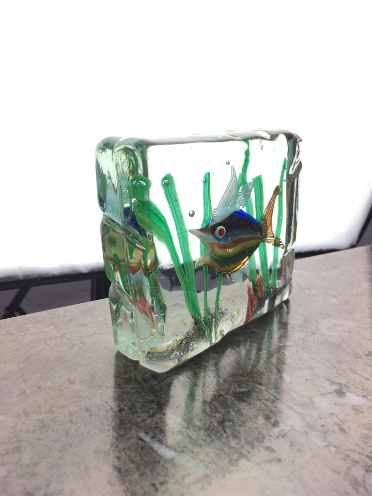 Murano Glass Aquarium Block by Alfredo Barbini for Cenedese, 1960s at