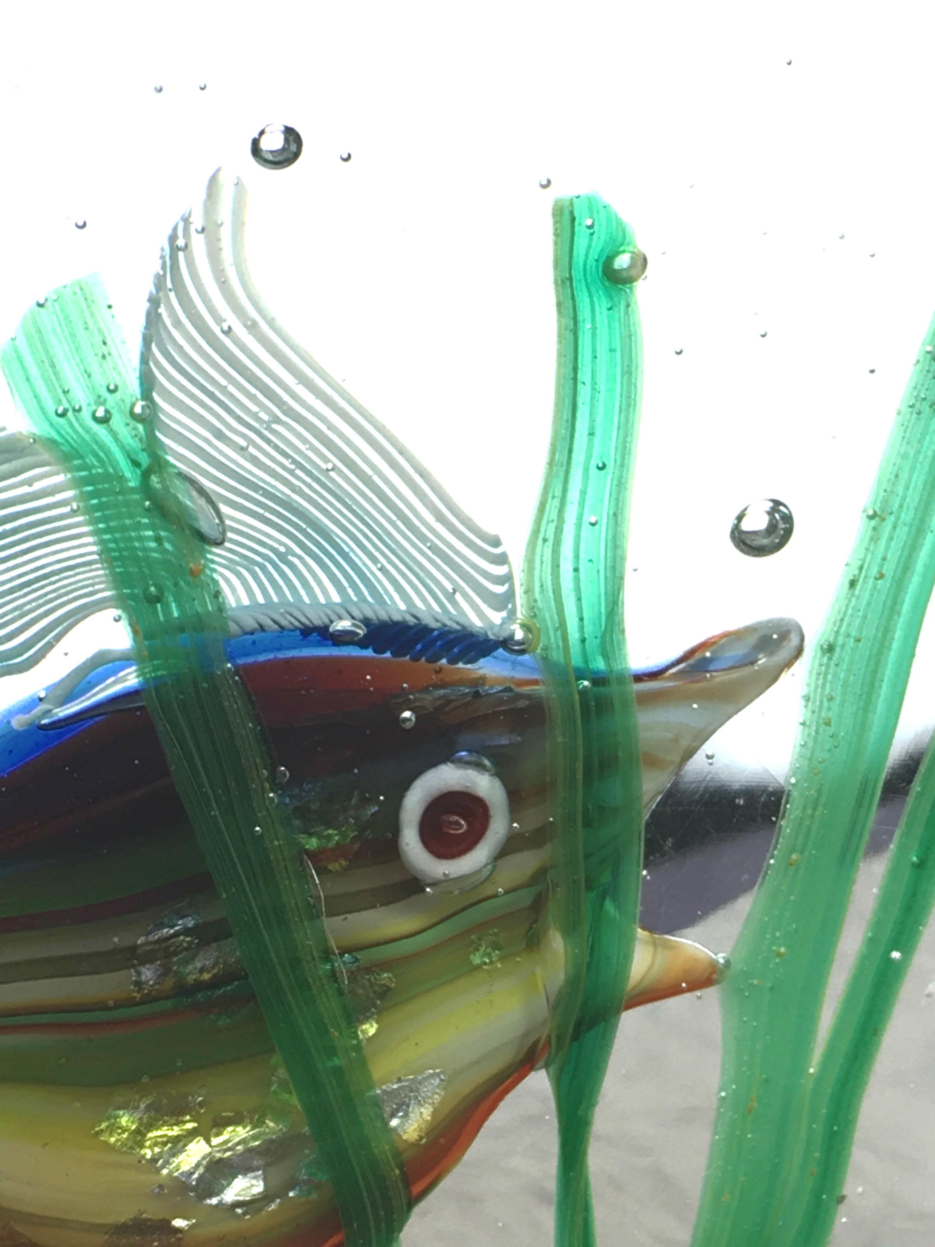 Italian Murano Glass Aquarium Block by Alfredo Barbini for Cenedese, 1960s