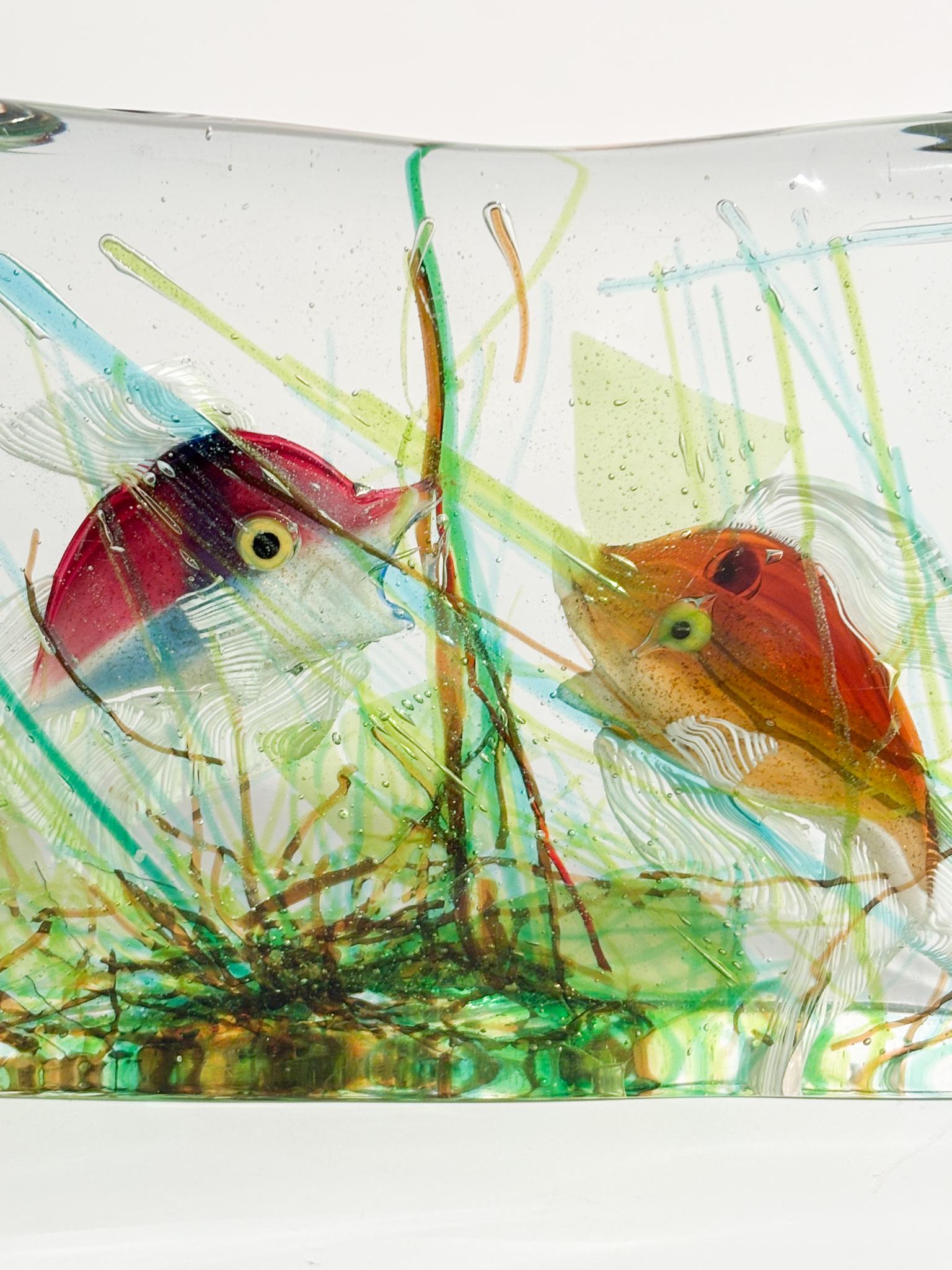 Acuario de cristal de Murano de Cenedese con figuras marinas de los años 50 Moderno de mediados de siglo en venta