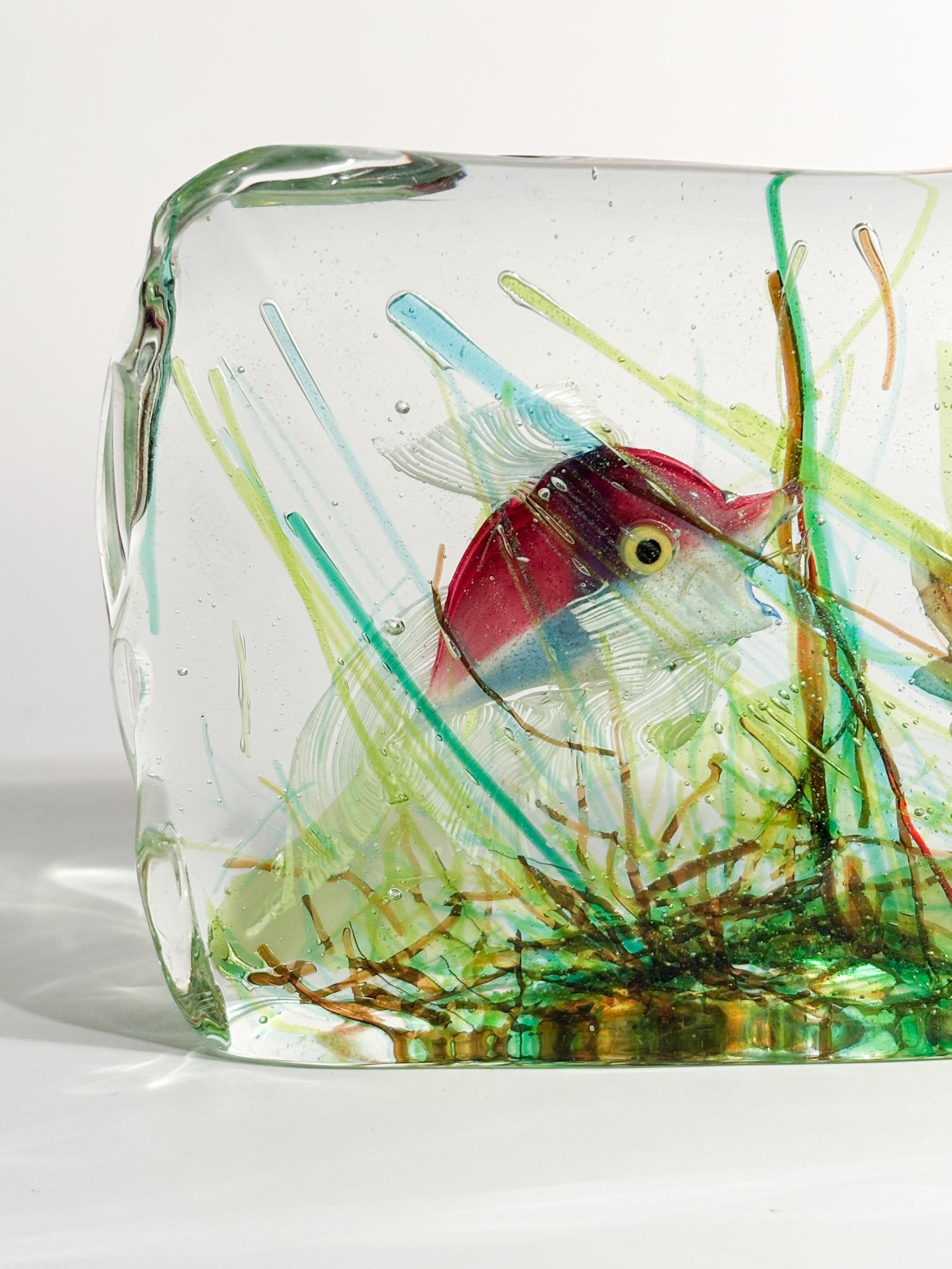 Acuario de cristal de Murano de Cenedese con figuras marinas de los años 50 Italian en venta