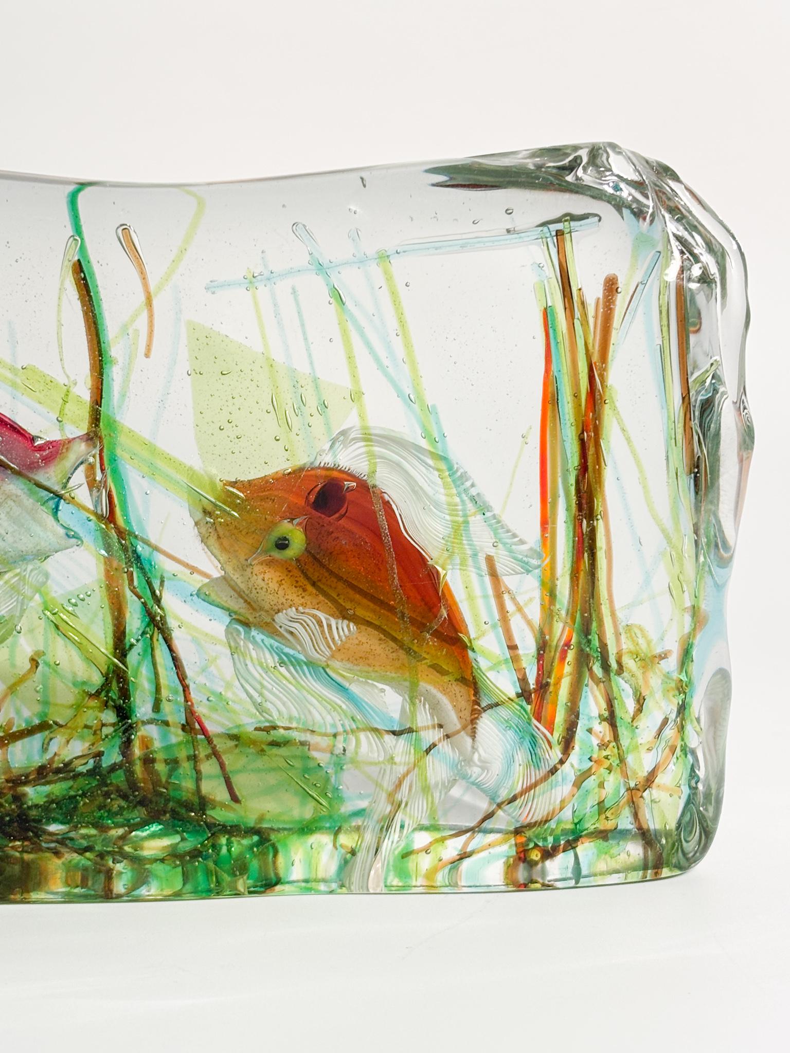 Acuario de cristal de Murano de Cenedese con figuras marinas de los años 50 en Bueno estado para la venta en Milano, MI