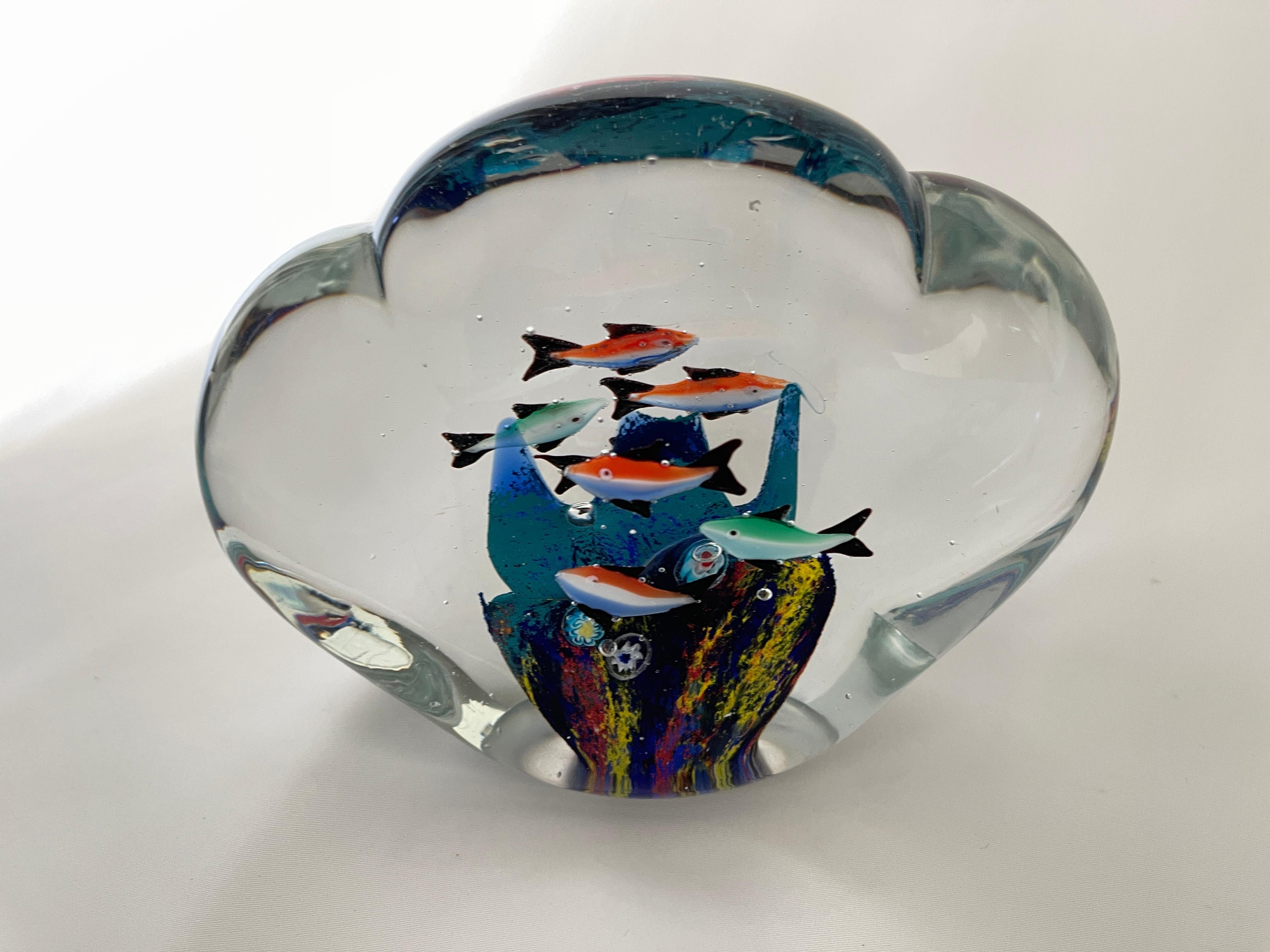 Mid Century Murano Glass Fish Aquarium Sculpture In Excellent Condition In New York, NY