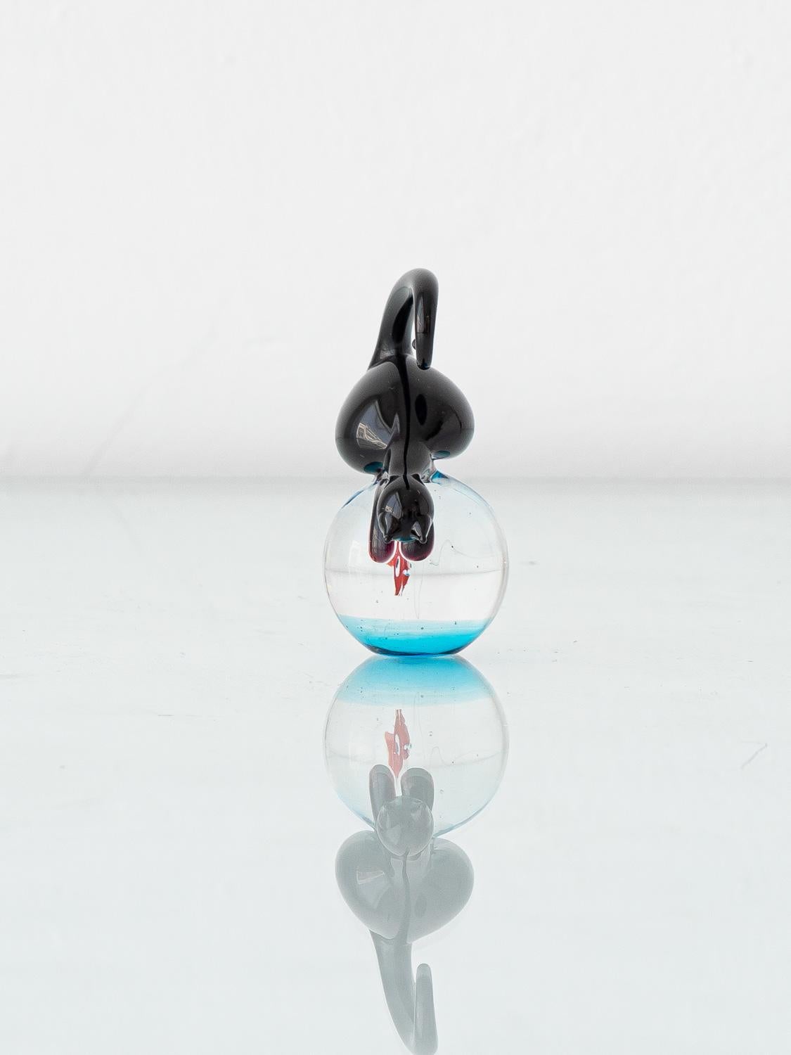 Contemporary Murano Glass Aquarium Paperweight with Cat and Fish by Tagliapietra For Sale