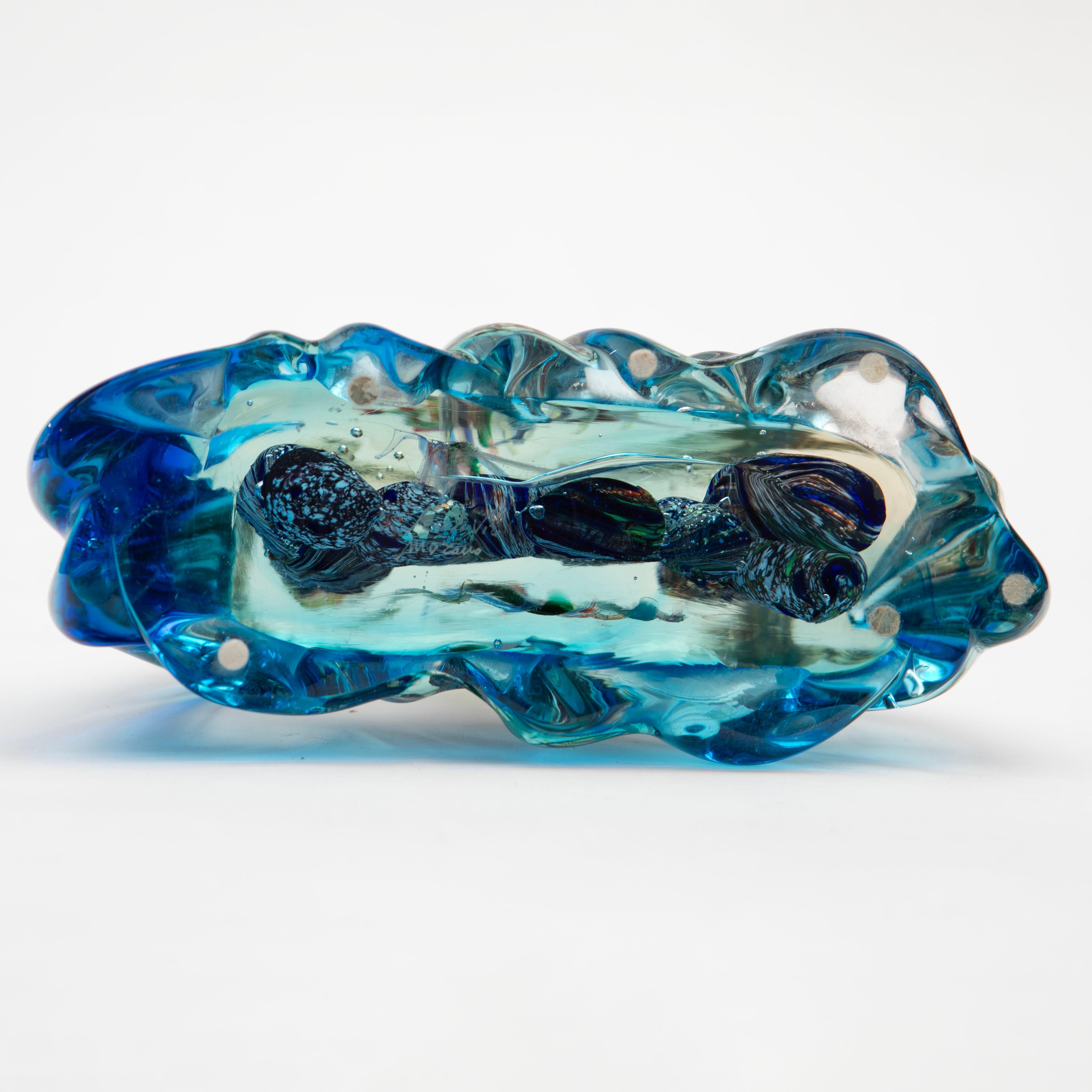 Murano Glasskulptur Aquarium/Reef  - Blue Waves, signiert, 1950er Jahre im Angebot 4