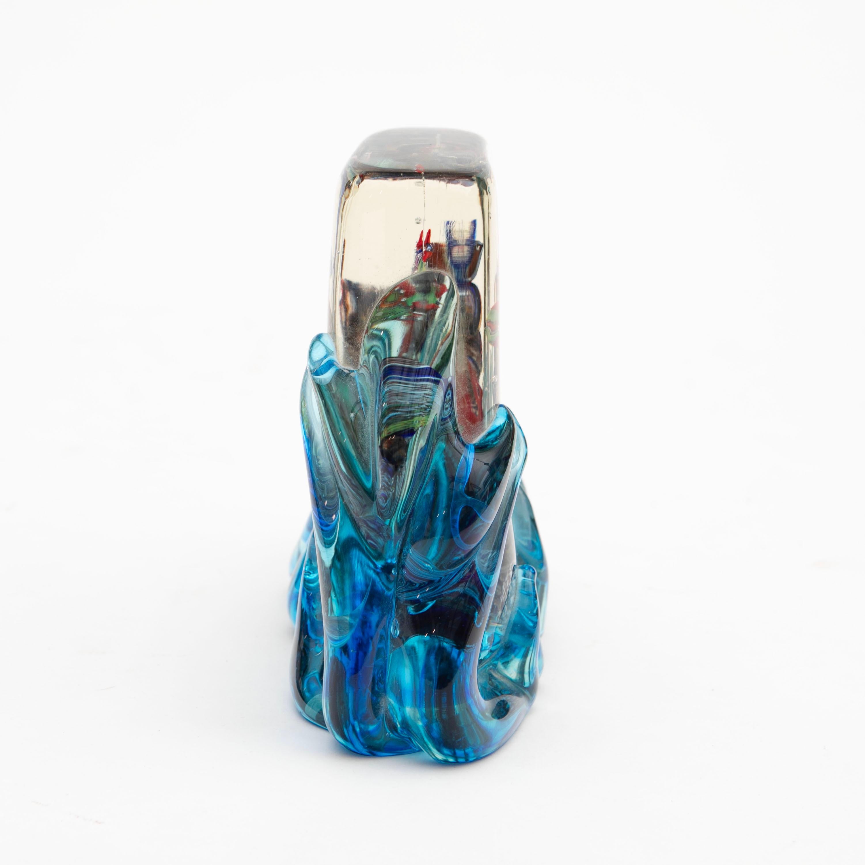 Italian Murano Glass Sculpture Aquarium/Reef  - Blue Waves, Signed, 1950s For Sale