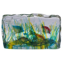 Murano Glass Aquarium Sculpture Block Alfredo Barbini Cenedese Art Glass Fish