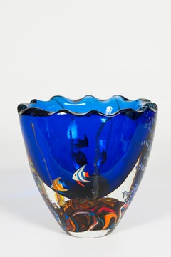 Murano Glass Aquarium Vase by Giovanni Dalla Fina with Tropical Fish, 1990s