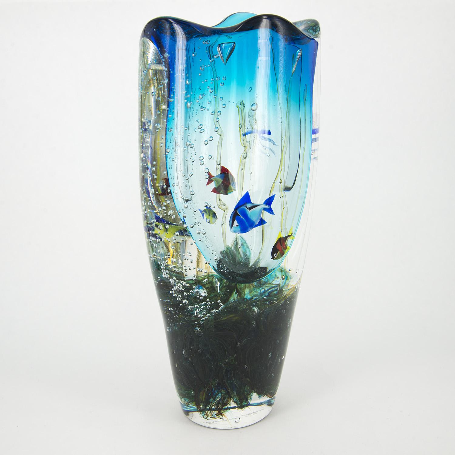 Late 20th Century Murano Glass Aquarium Vase by Romano Donà For Sale