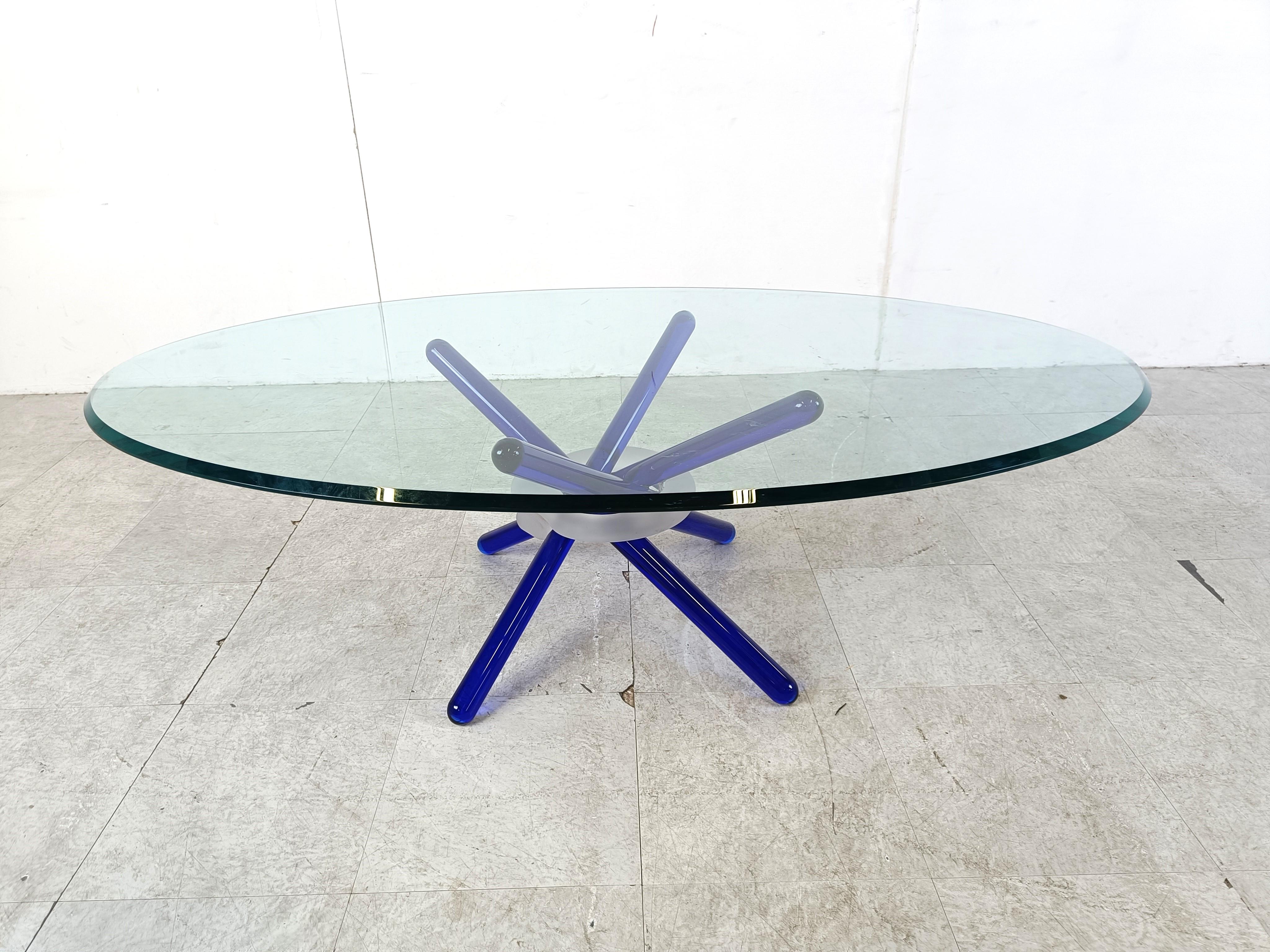 Mid-Century Modern Murano glass arlequin coffee table by Maurice Barilone, 1980s For Sale
