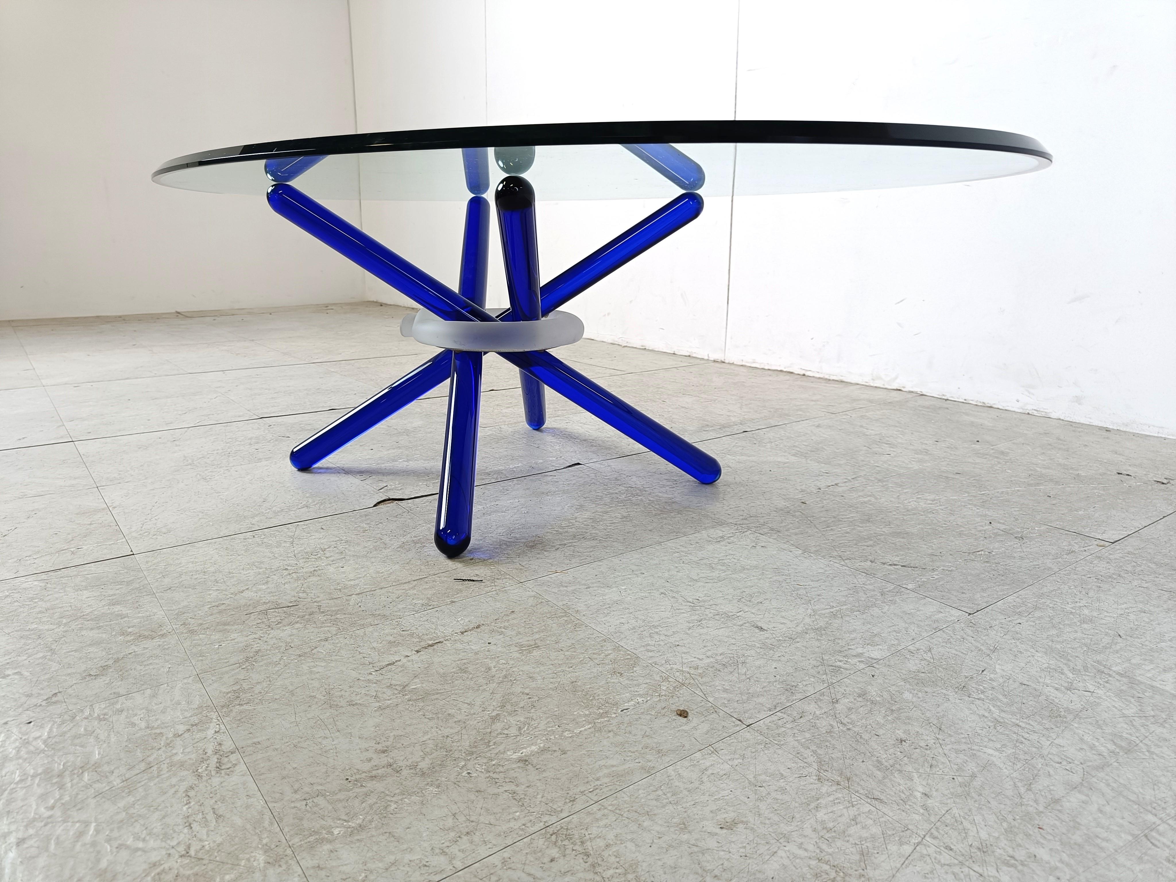 Murano glass arlequin coffee table by Maurice Barilone, 1980s For Sale 1