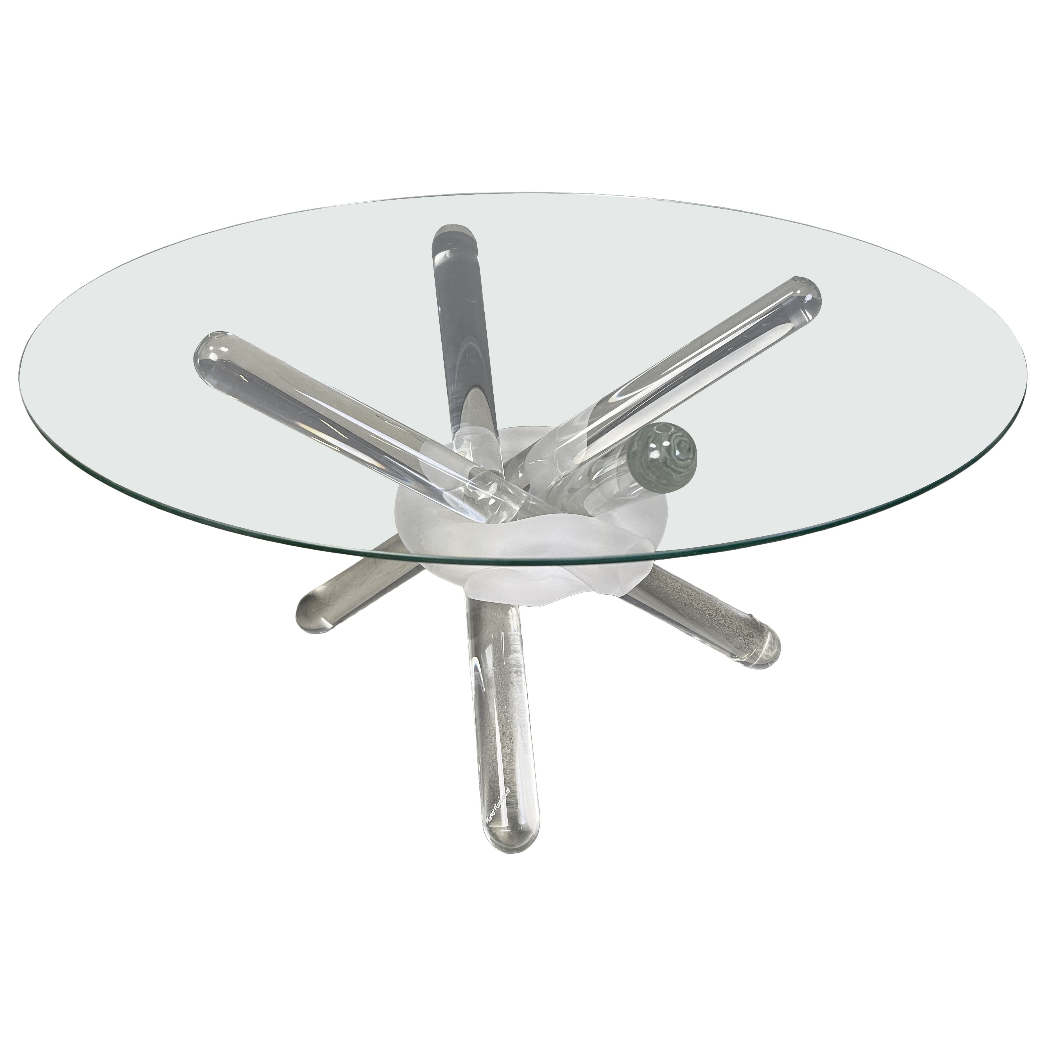 Table basse arlequin en verre de Murano par Maurice Barilone, années 1980 en vente