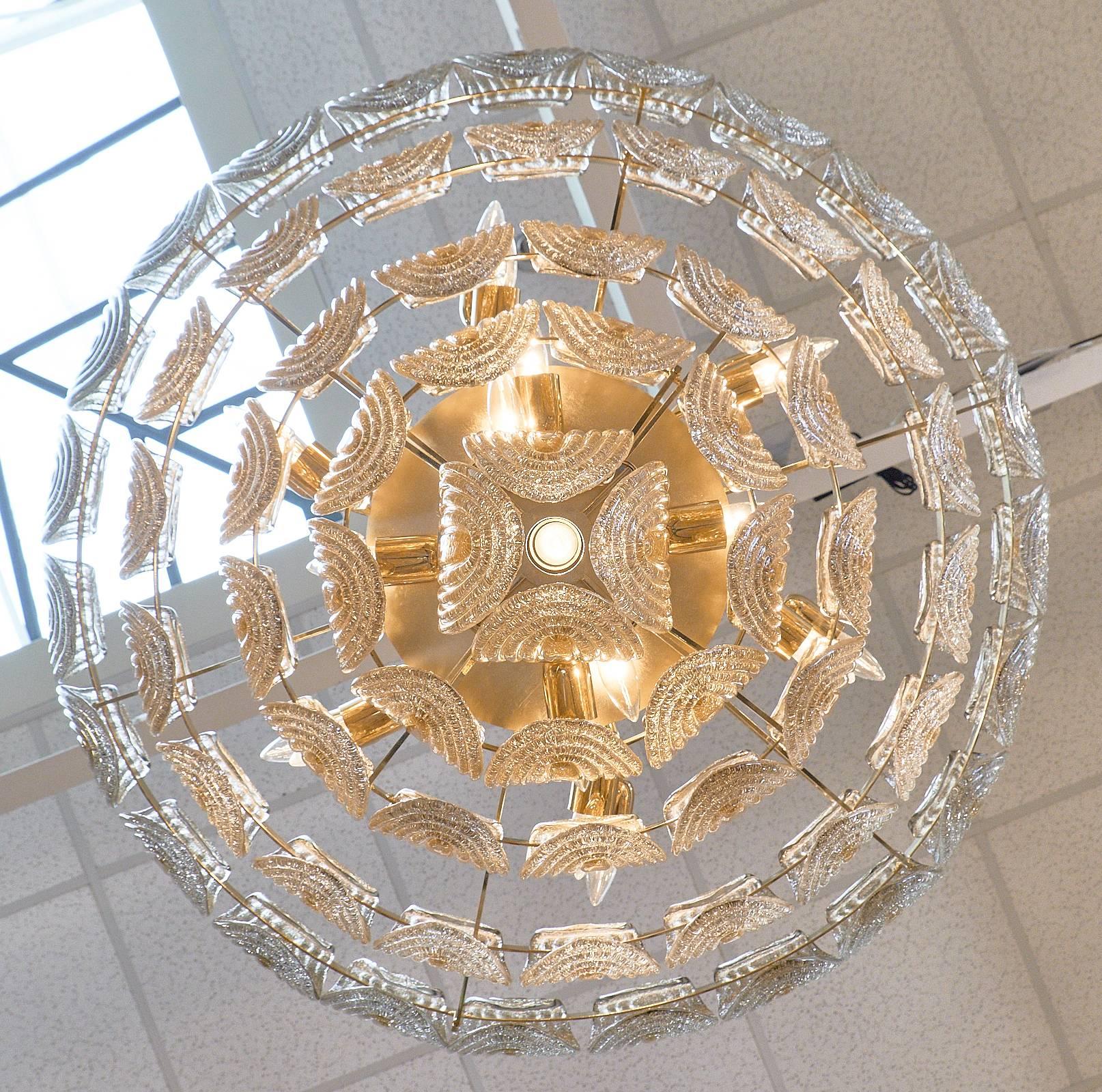 Murano Glass Art Deco Style Chandelier For Sale 2