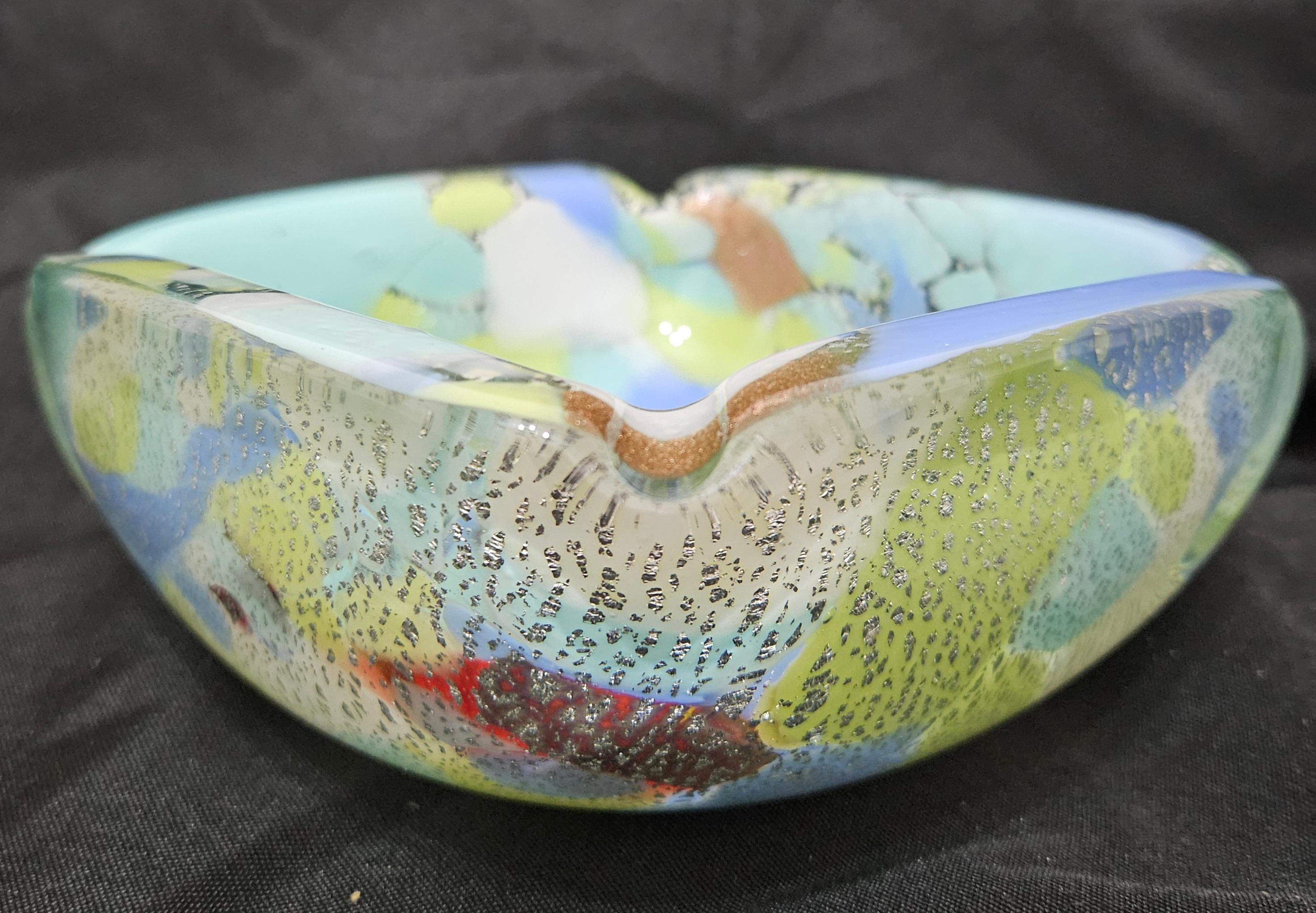 Murano Glass Ashtray / Bowl with Silver Fleck, A Macchie For Sale 4