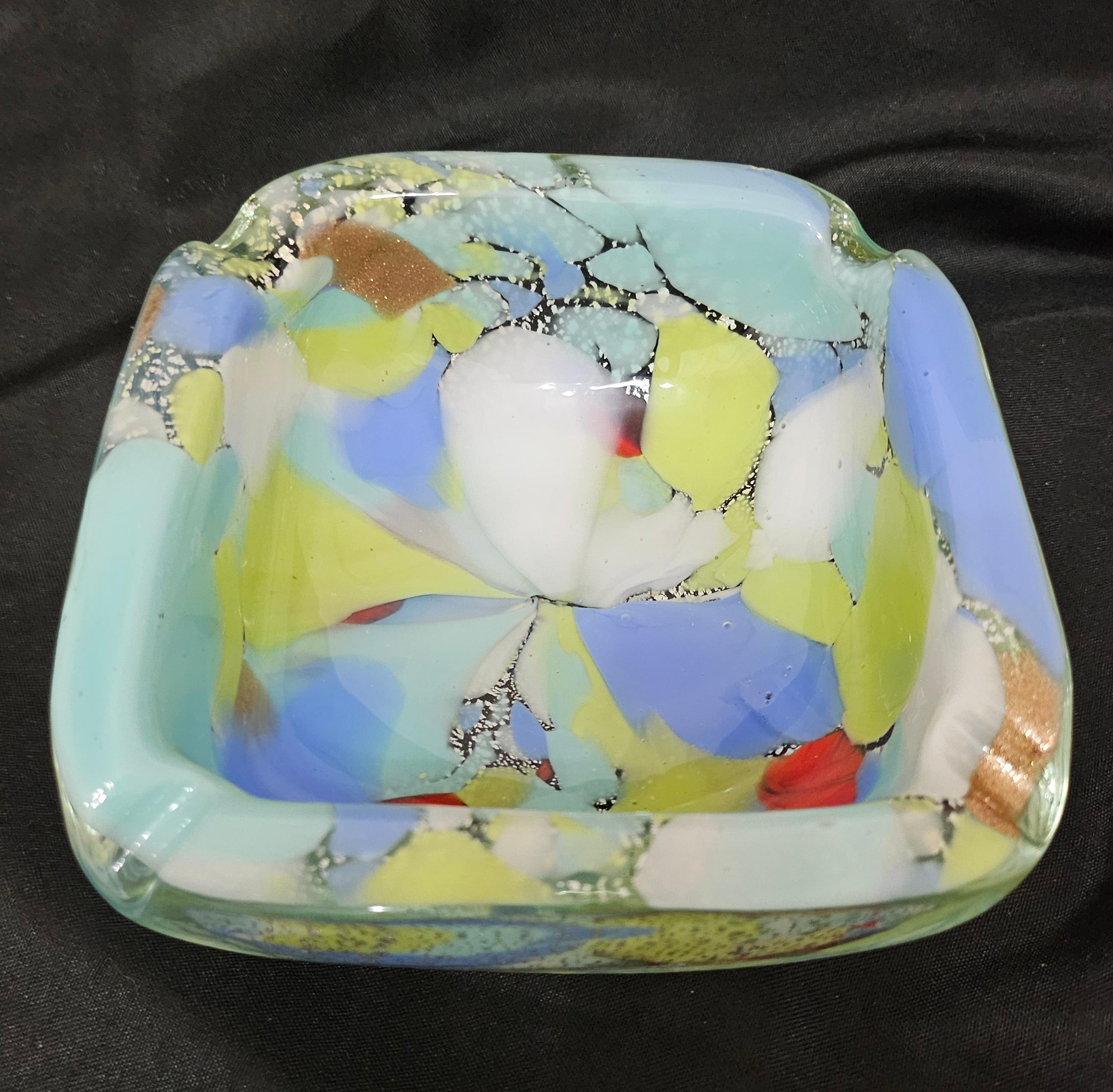 Murano Glass Ashtray / Bowl with Silver Fleck, A Macchie For Sale 8