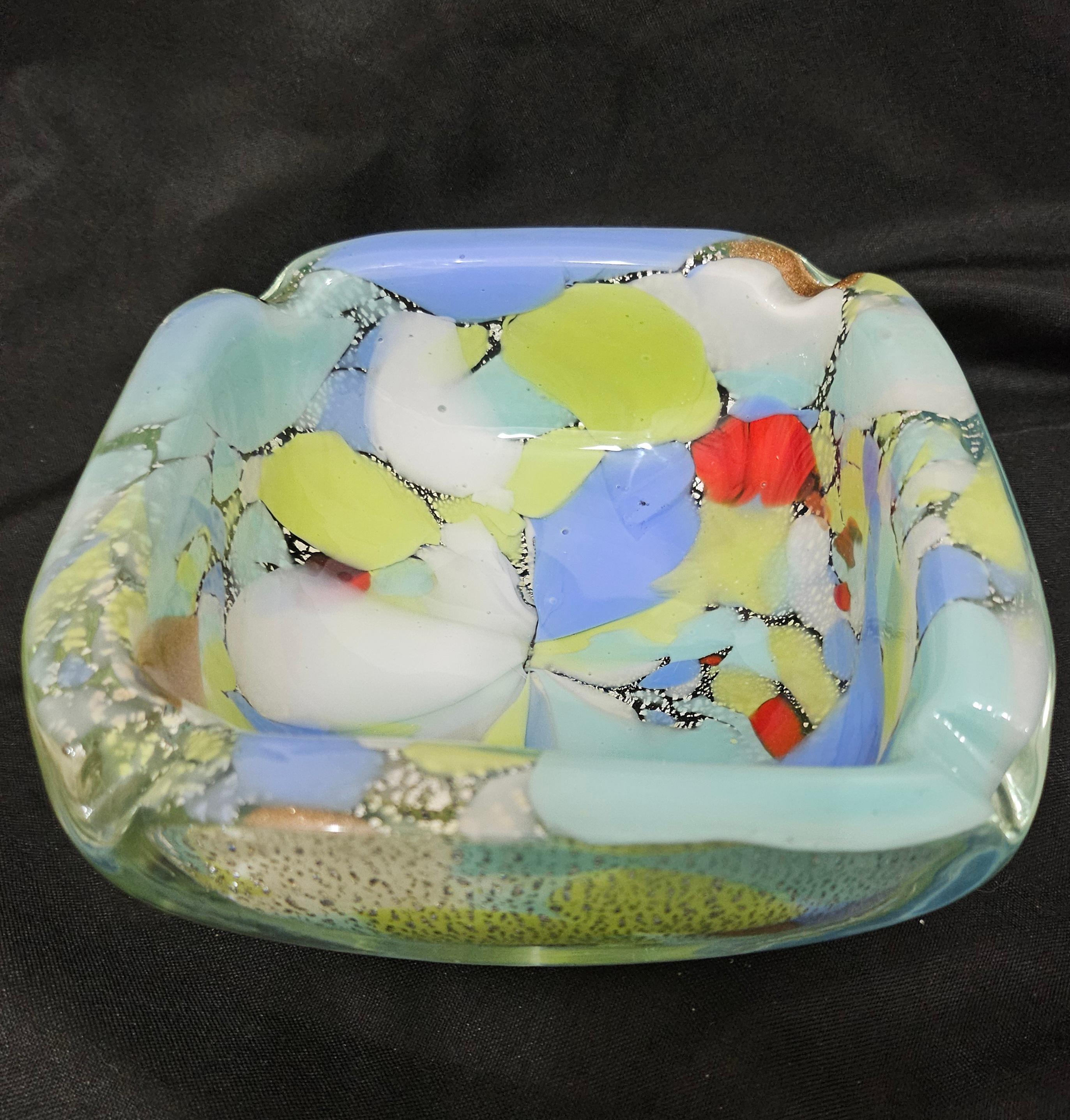 Murano Glass Ashtray / Bowl with Silver Fleck, A Macchie For Sale 11