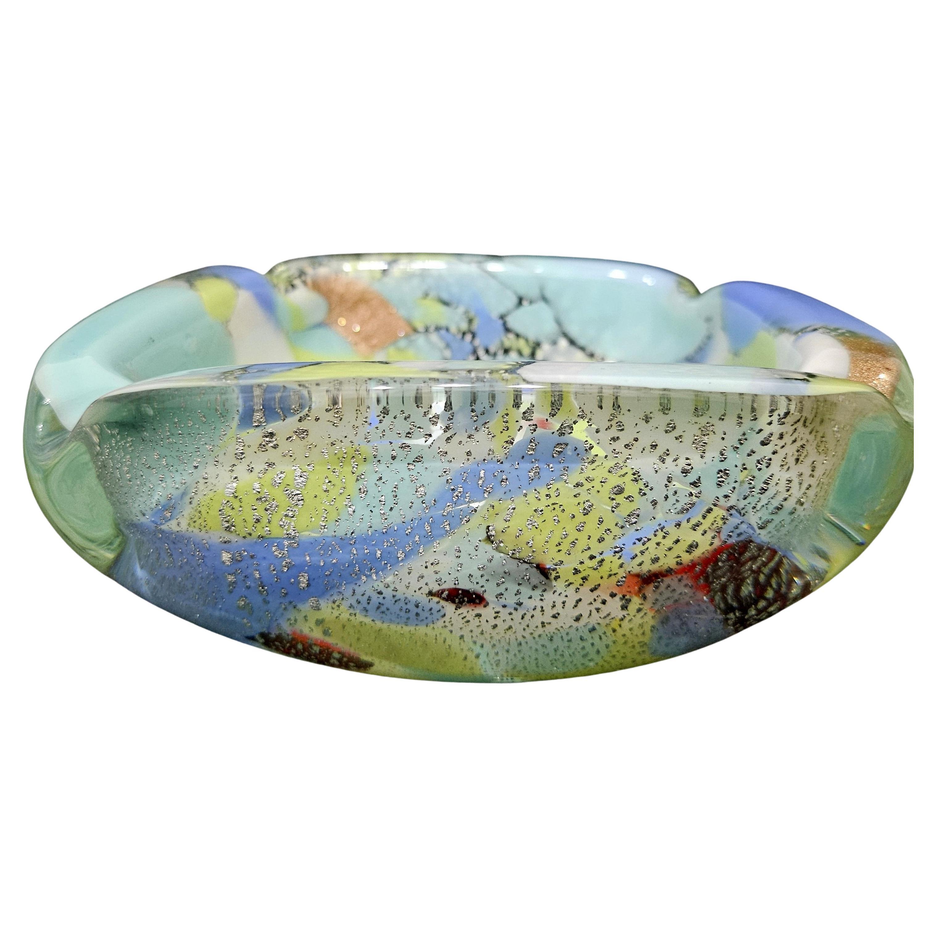 Murano Glass Ashtray / Bowl with Silver Fleck, A Macchie