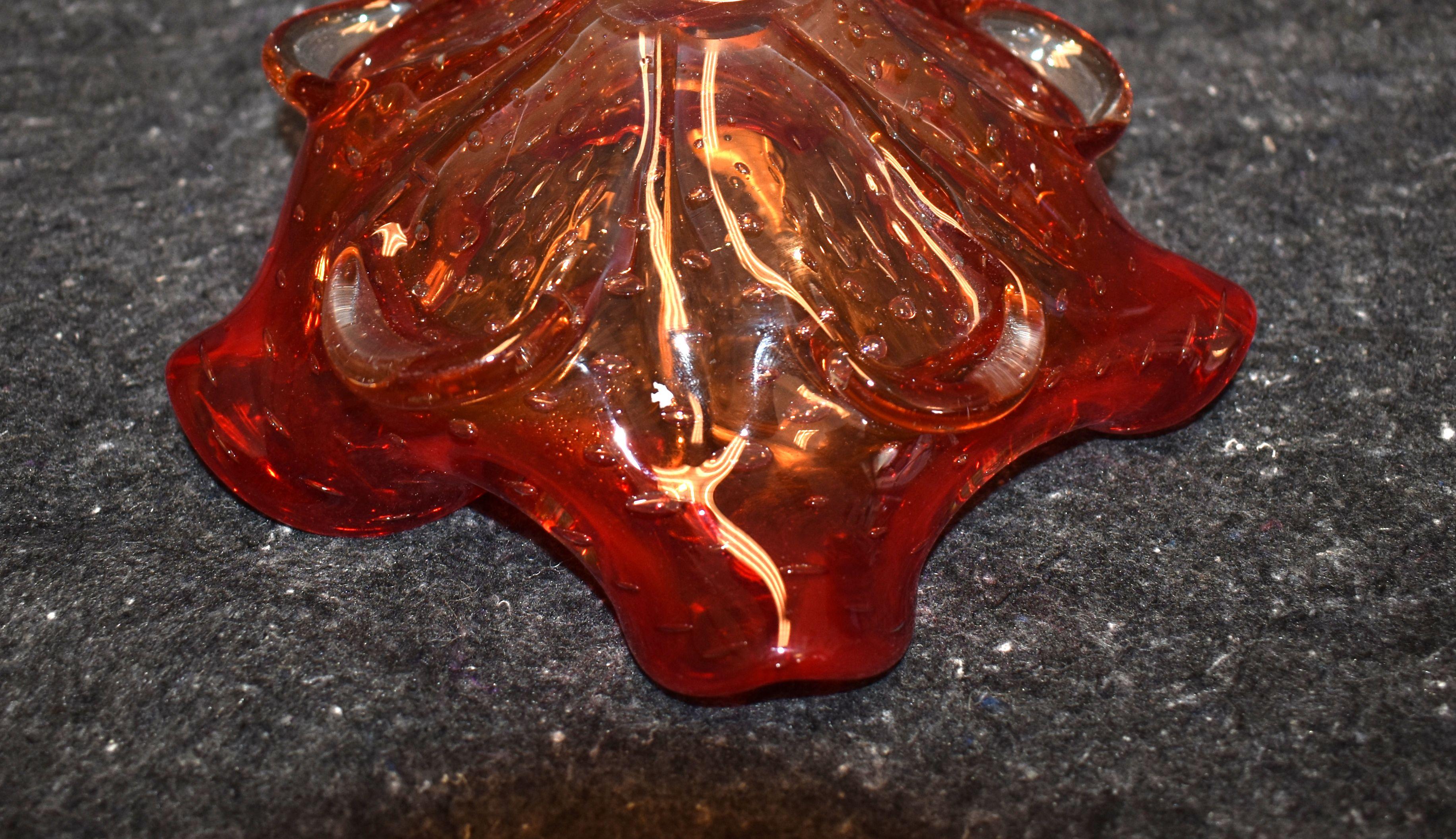 italien Cendrier ou bol en verre de Murano rouge, vers 1960 en vente
