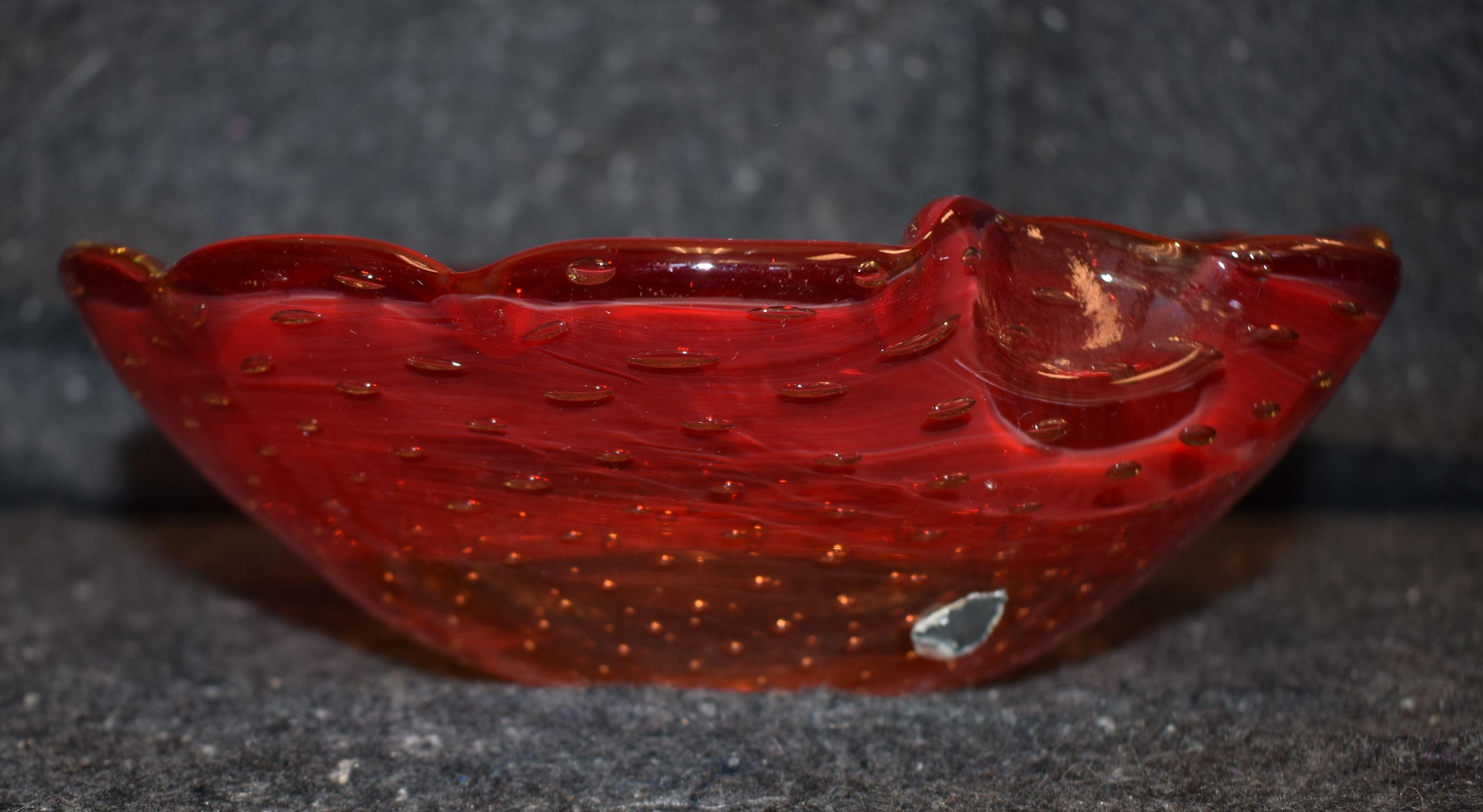 Italian Murano Glass Ashtray or Bowl Red, circa 1960s For Sale