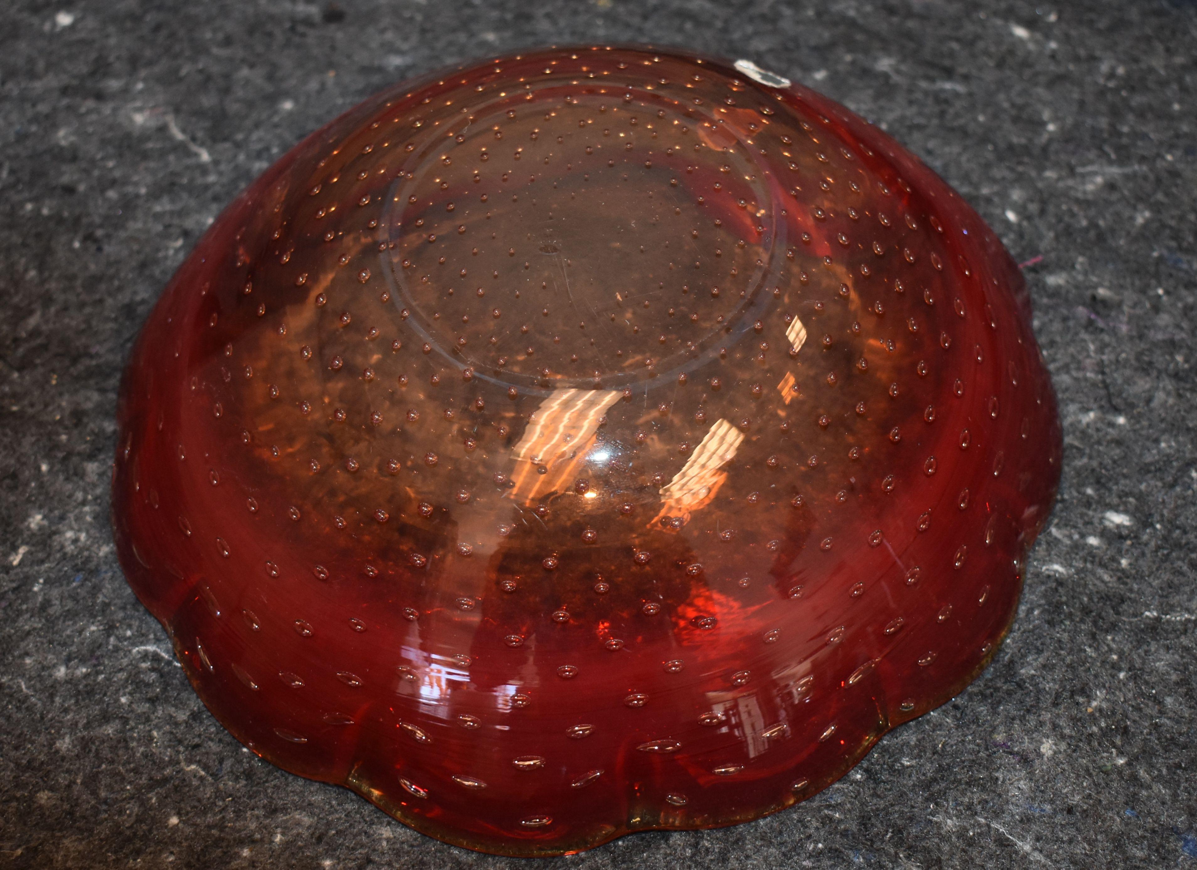 Aschenbecher oder Schale aus Muranoglas in Rot, ca. 1960er Jahre im Angebot 1