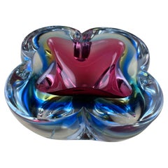 Murano Glass Ashtray Multicolor Midcentury Italian Design 1970s