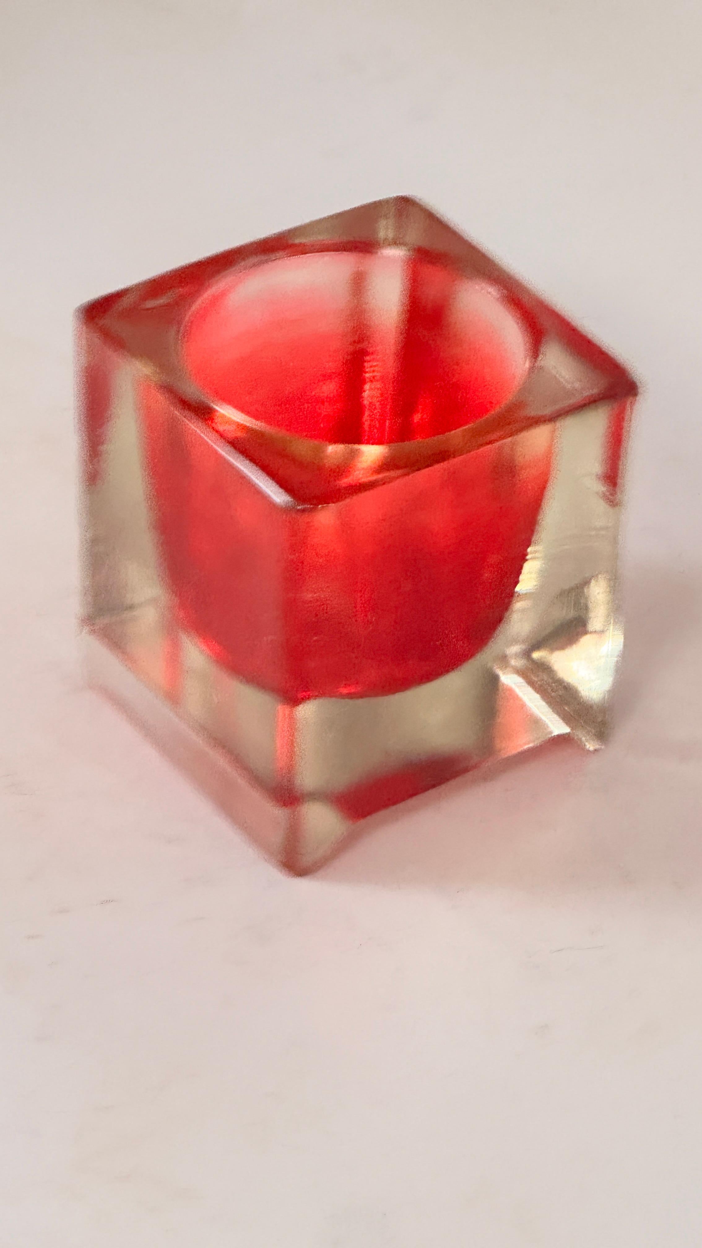 Murano Glass Ashtray — Red & Clear — Italy, 1960s In Good Condition For Sale In Auribeau sur Siagne, FR