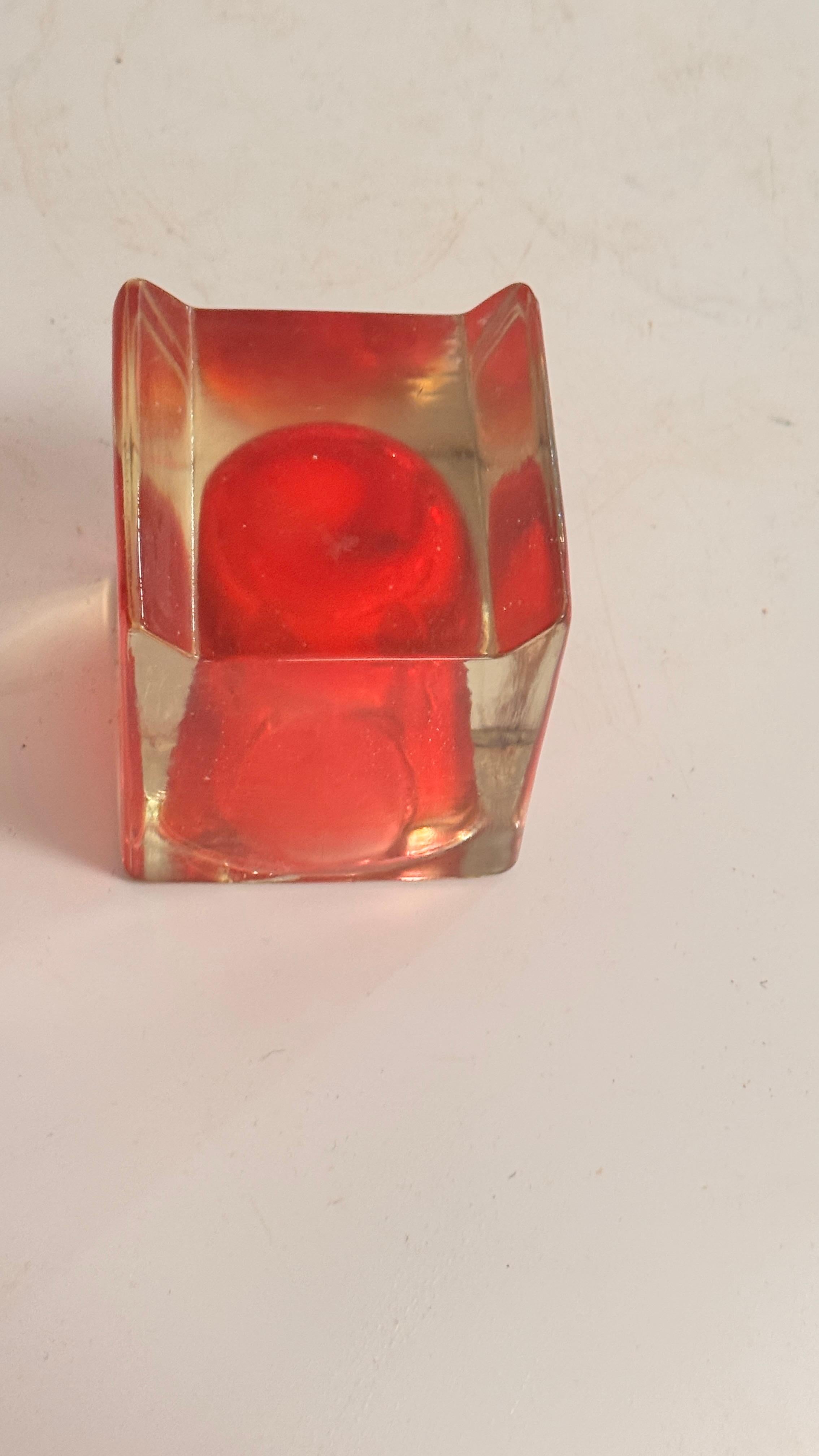 Murano Glass Ashtray — Red & Clear — Italy, 1960s For Sale 1