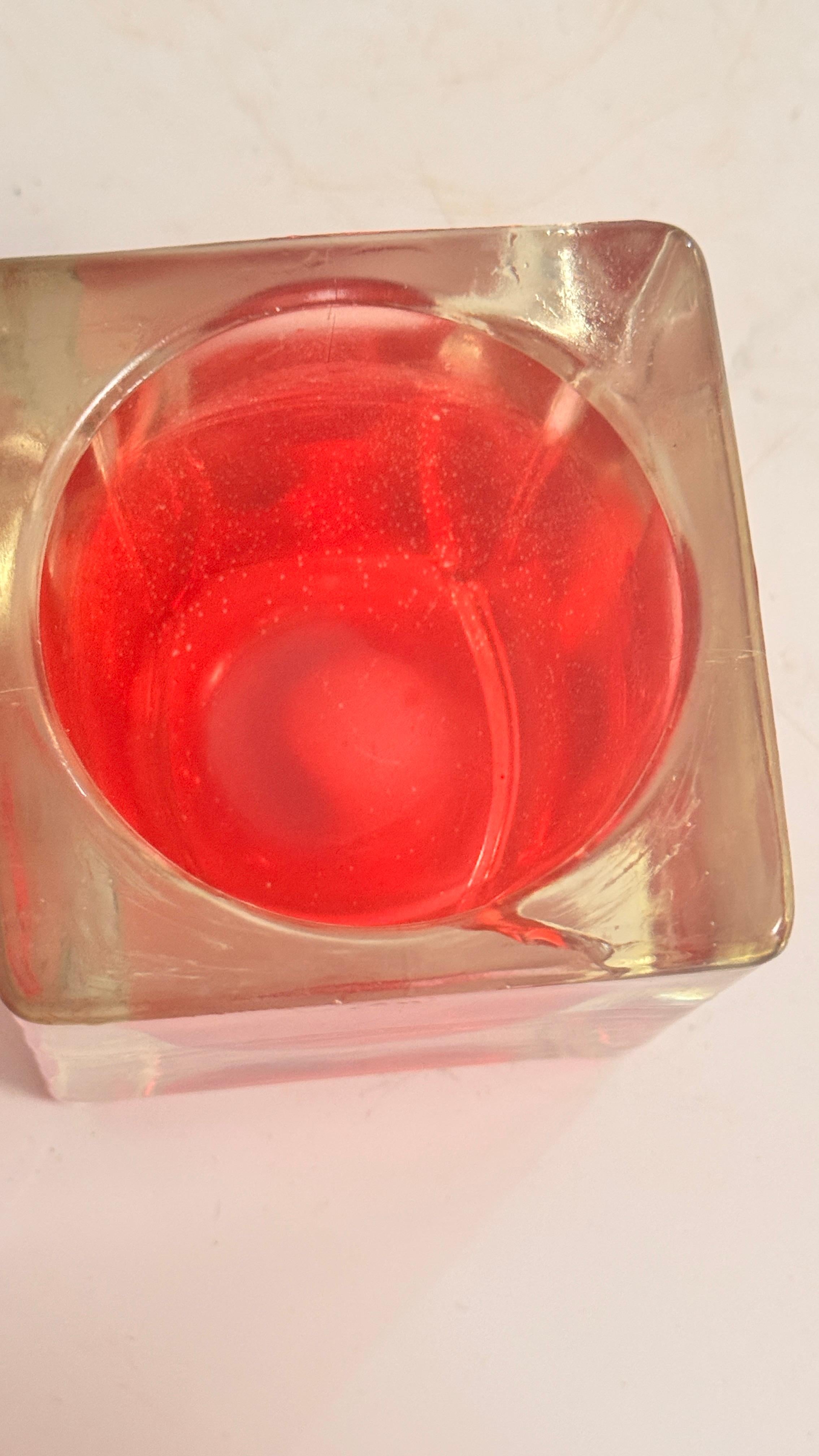 Murano Glass Ashtray — Red & Clear — Italy, 1960s For Sale 3