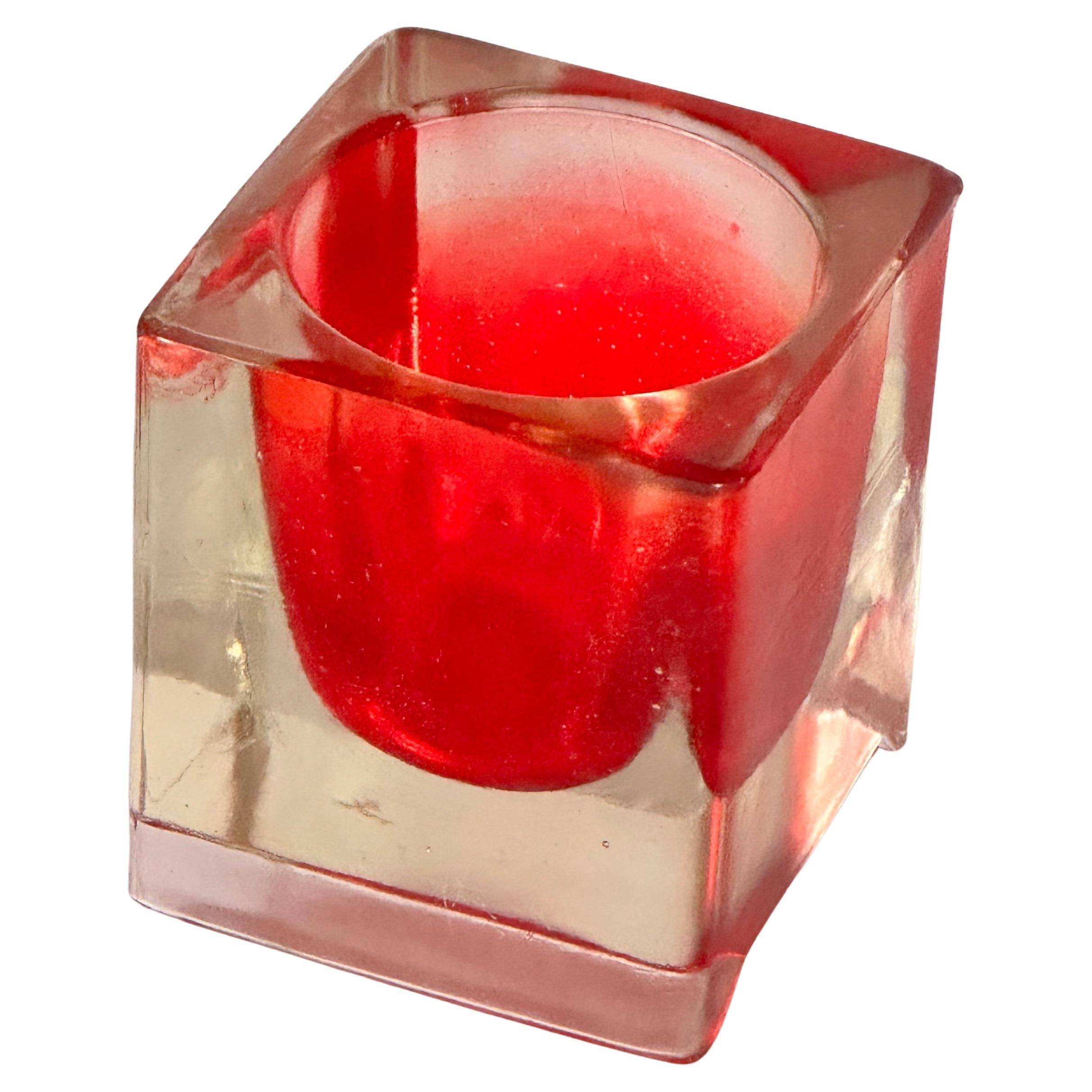 Murano Glass Ashtray — Red 
Clear — Italy, 1960s For Sale