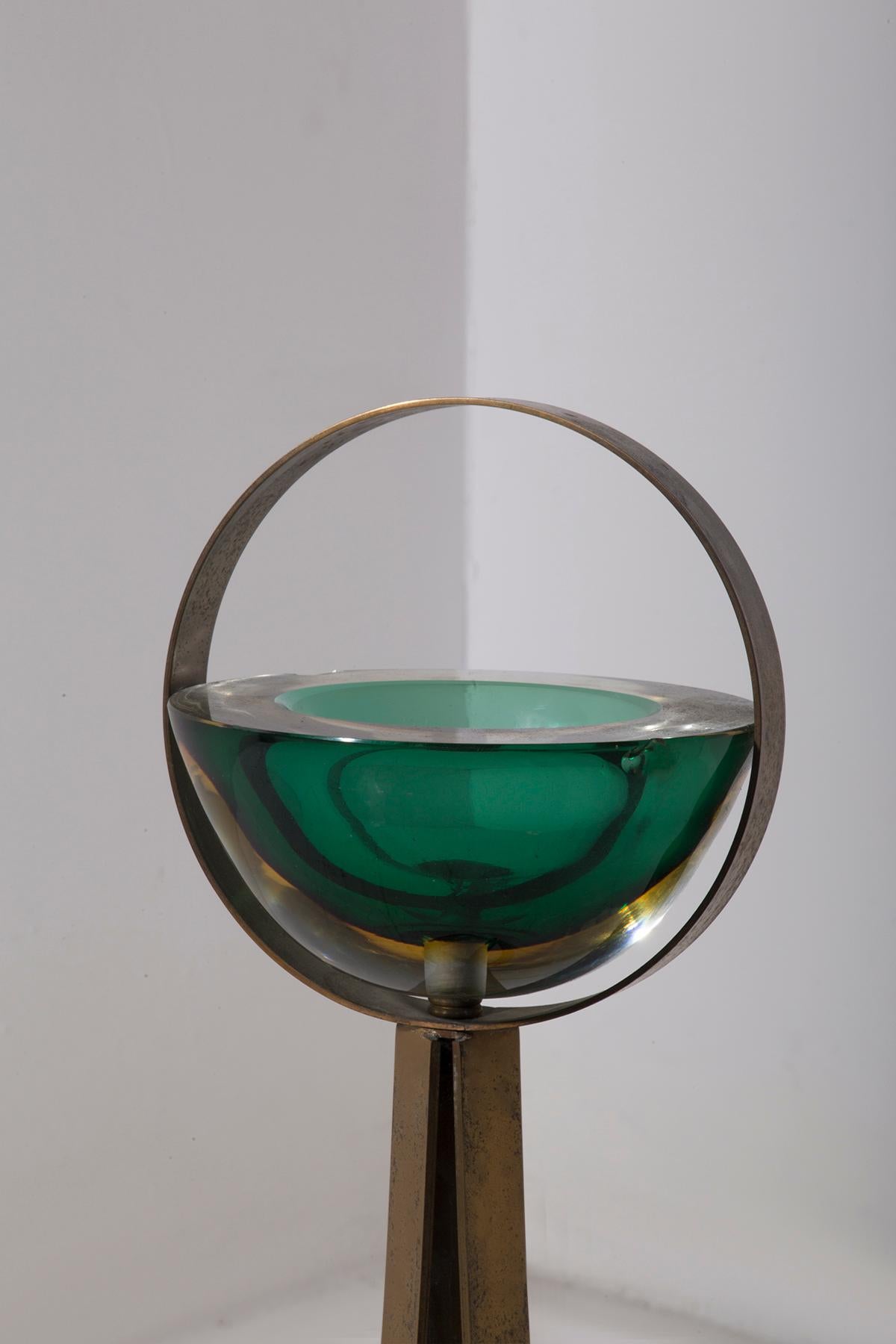 Mid-Century Modern Murano glass ashtray with pedestal