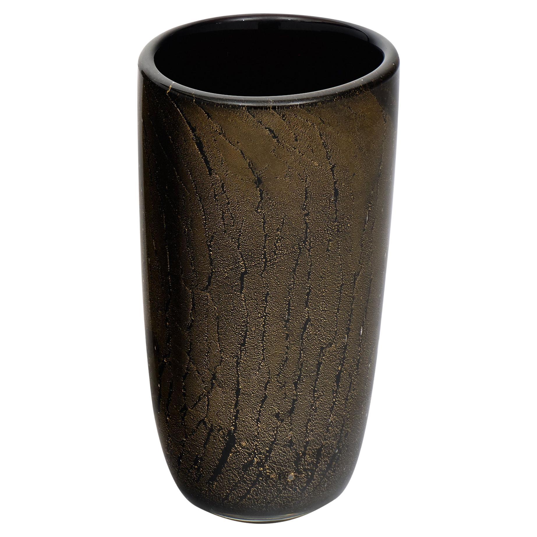 Murano Glass Avventurina and Black Vase For Sale