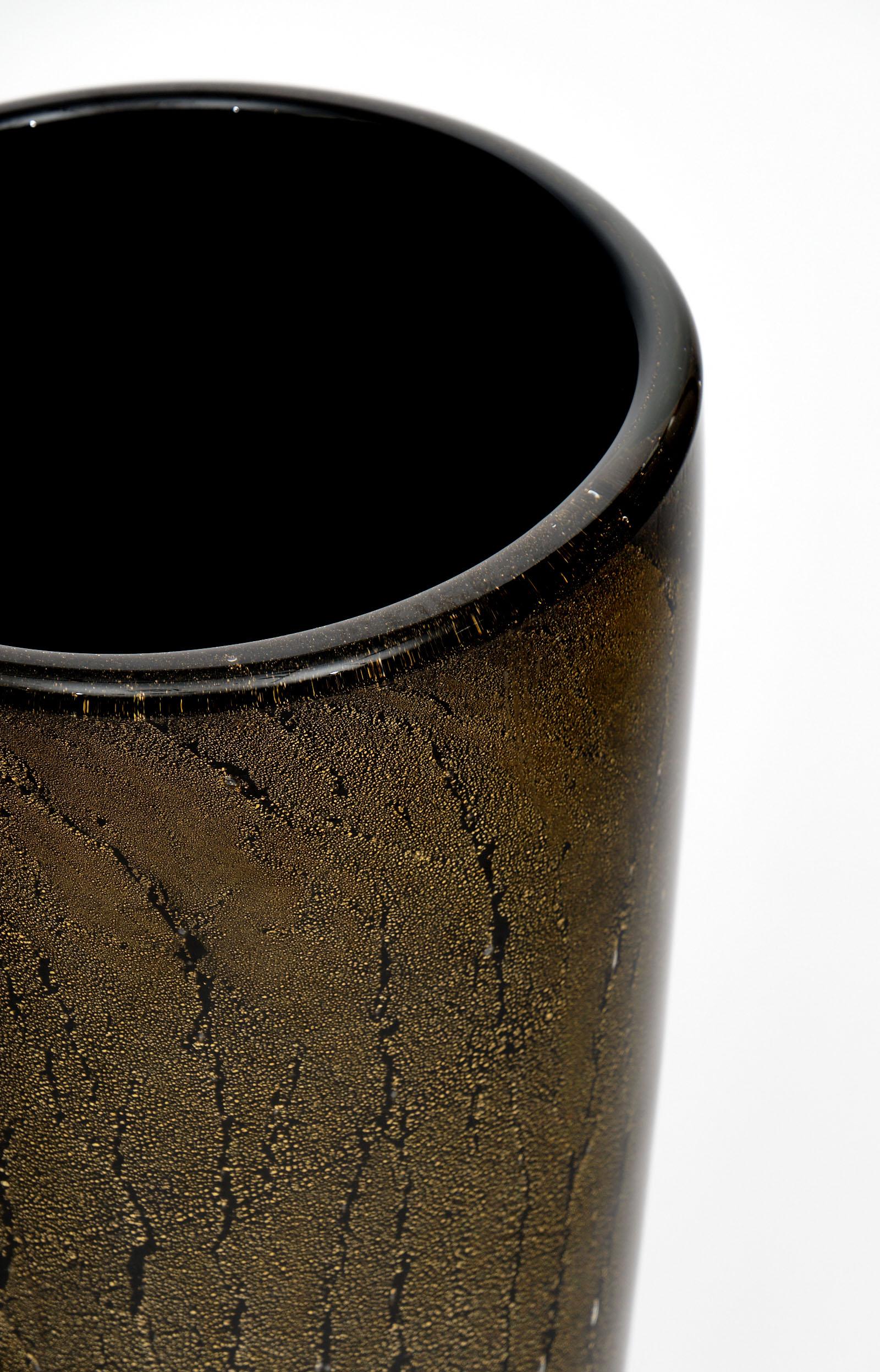 Modern Murano Glass Avventurina and Black Vases For Sale