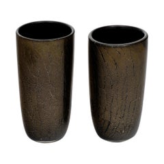 Murano Glass Avventurina and Black Vases