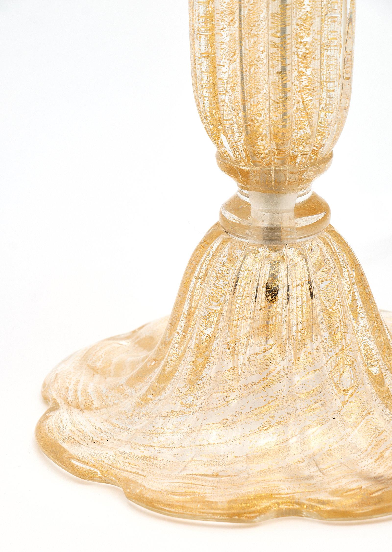 Contemporary Murano Glass Avventurina Gold “Doge” Lamps For Sale