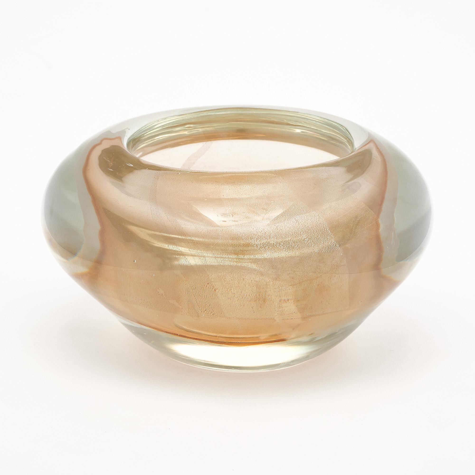 Mid-Century Modern Murano Glass Avventurina Sommerso Bowl For Sale