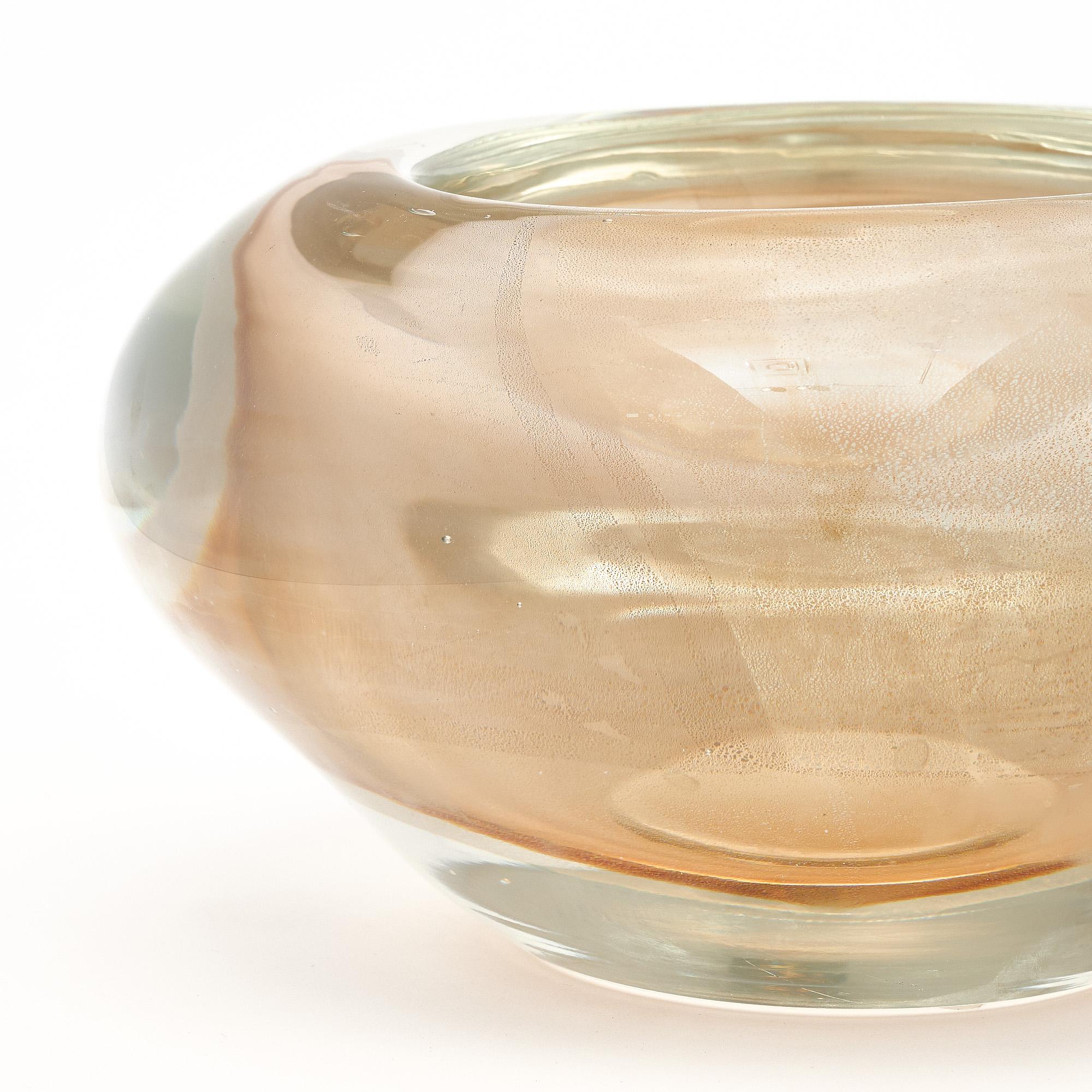 Italian Murano Glass Avventurina Sommerso Bowl For Sale