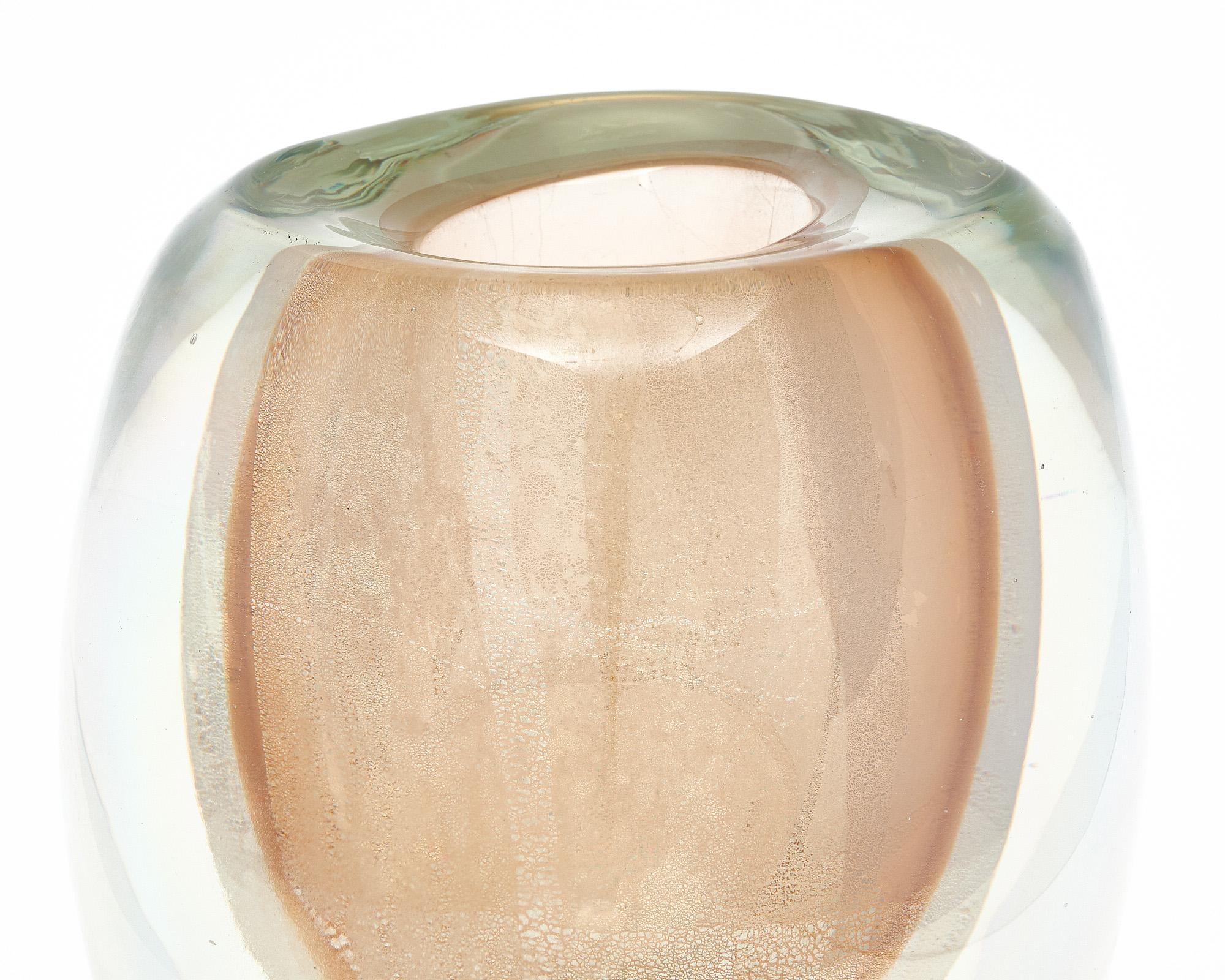 Mid-Century Modern Murano Glass Avventurina Sommerso Vase For Sale