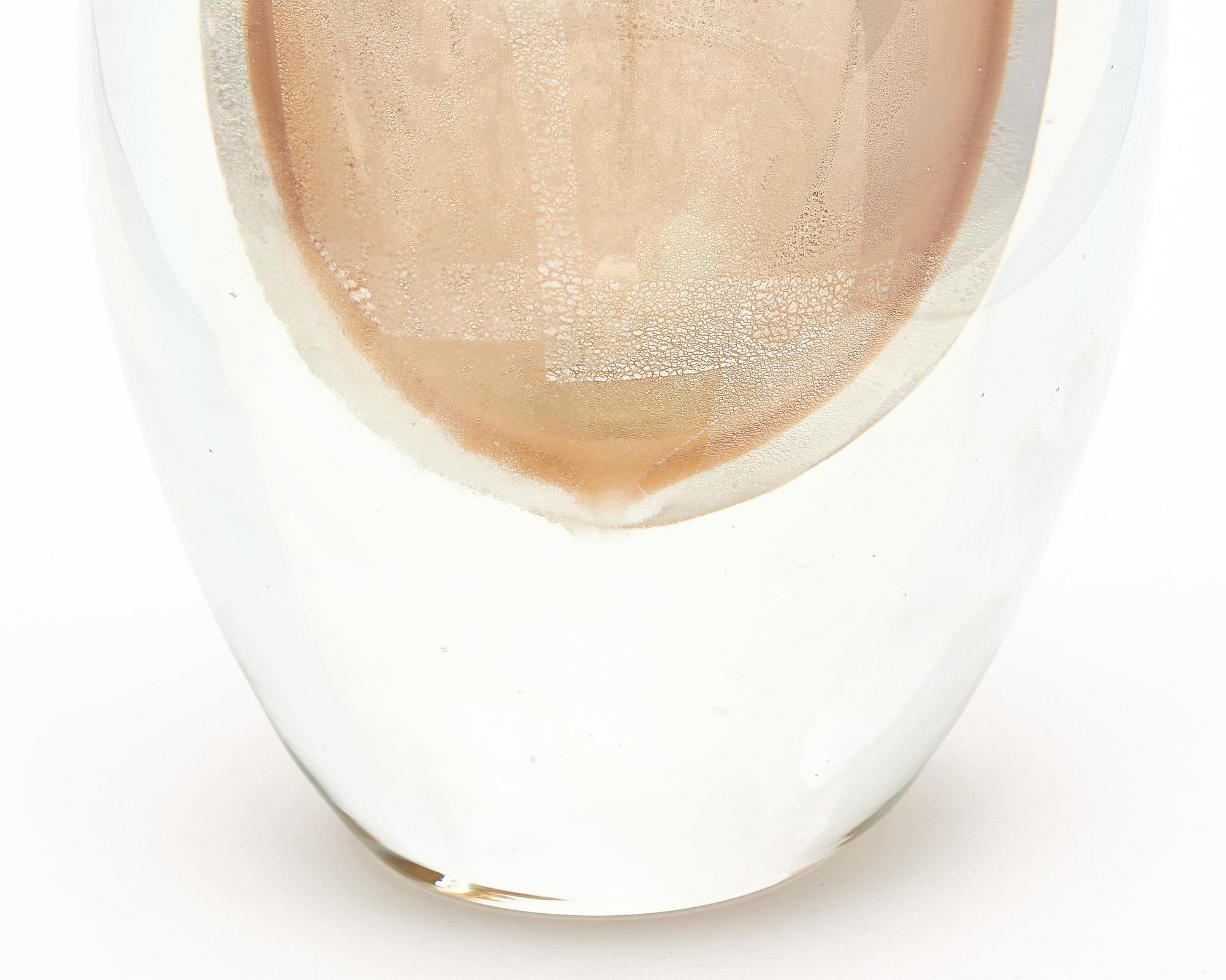 Italian Murano Glass Avventurina Sommerso Vase For Sale