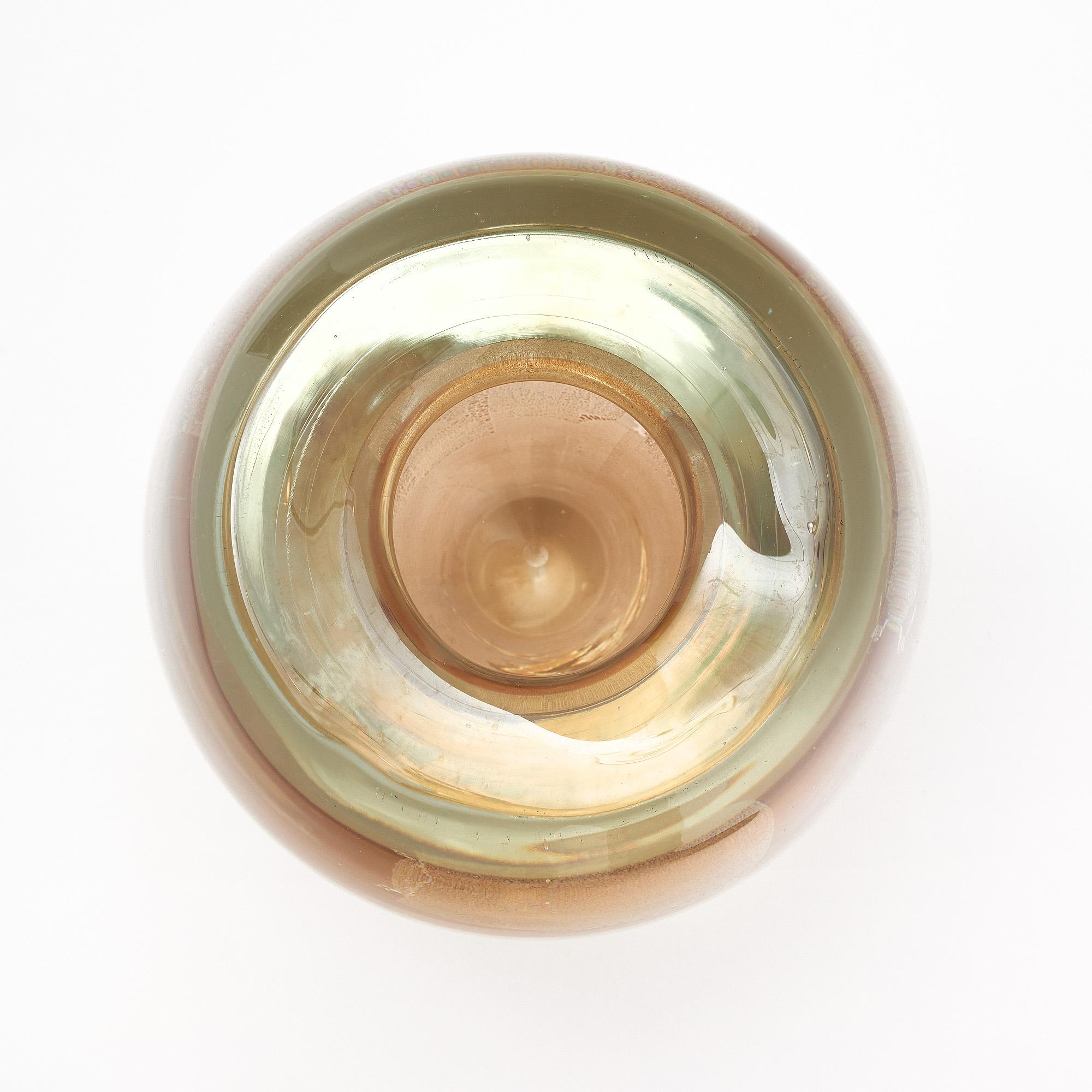 Contemporary Murano Glass Avventurina Sommerso Vase For Sale