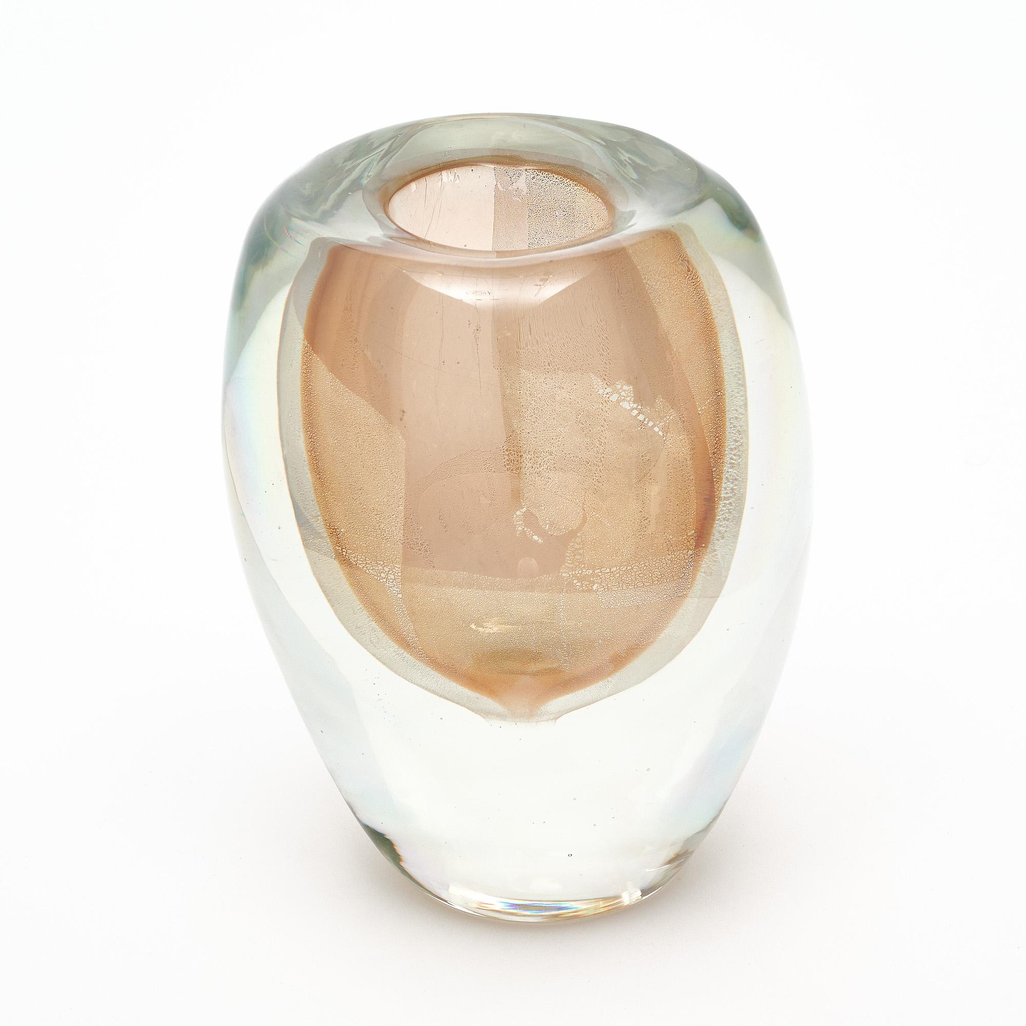 Murano Glass Avventurina Sommerso Vase For Sale 1