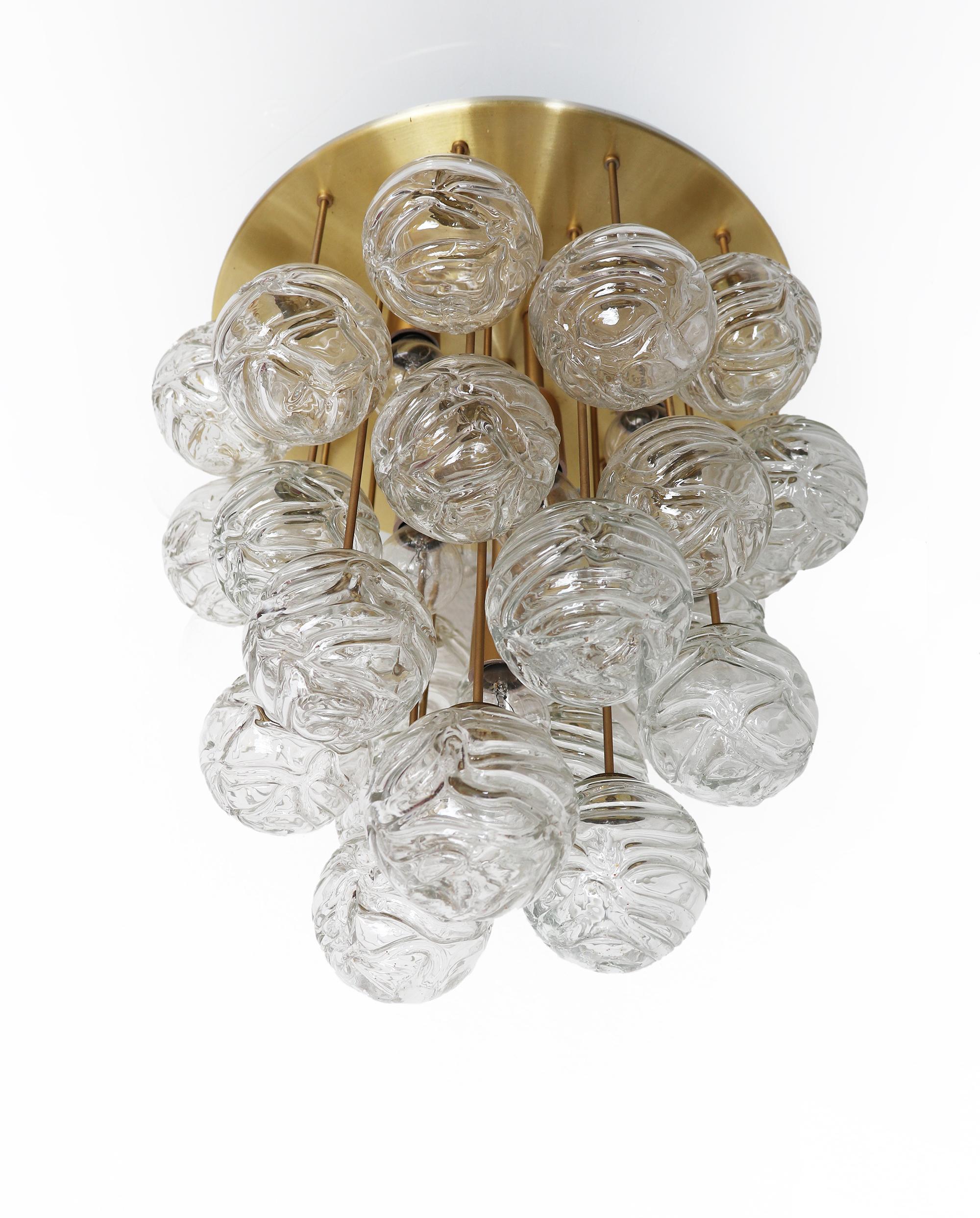 1960 Germany Doria Sputnik Flush Mount Murano Glass Balls and Brass at