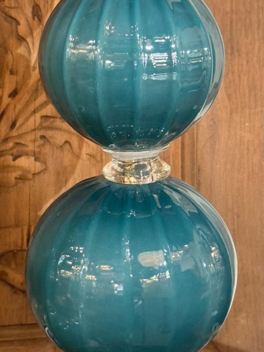 XXIe siècle et contemporain Lampes à boules en verre de Murano bleu sarcelle en vente